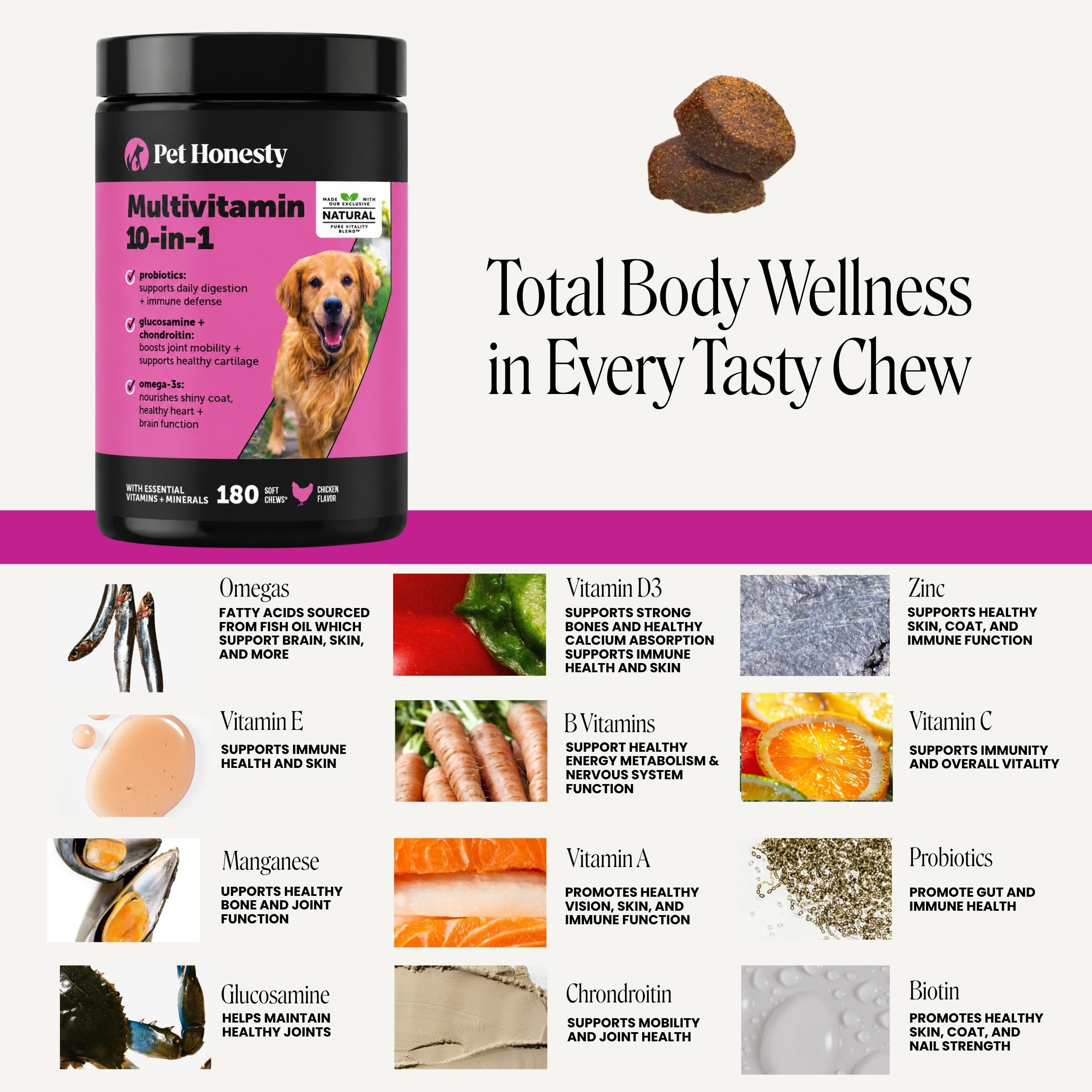 Pet Honesty Vet Recommended 10-in-1 Dog Multivitamin,180 Ct, Chicken — Amazon image 4
