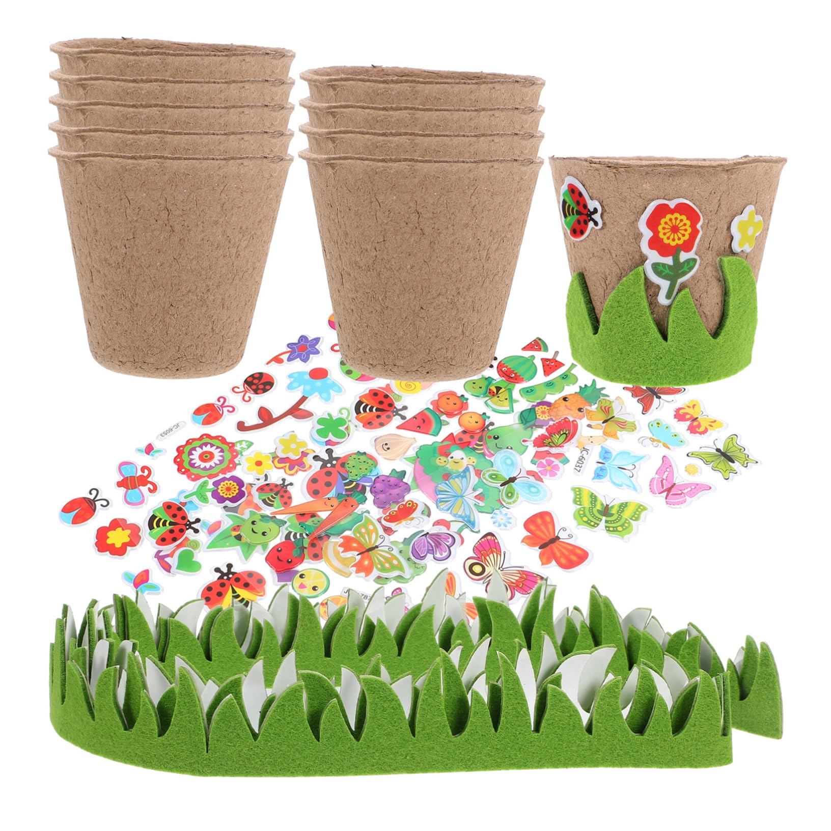 Abaodam 4sätze Pflanzbecher Mit Aufklebern Bastelset Für Gartenpflanzen Kreative Pulp-töpfe Für Anzucht Von Blumen Und Pflanzen Einfach Zu Und Inspirierend Für Hobbygärtner