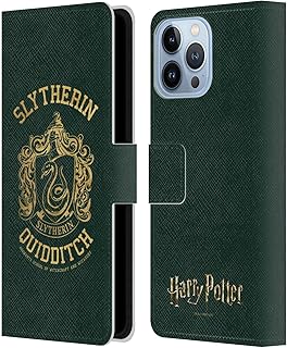 Head Case Designs Officially Licensed Harry Potter Slytherin Quidditch Deathly Hallows X Leather Book Wallet Case Cover Compatible with Apple iPhone 13 Pro Max