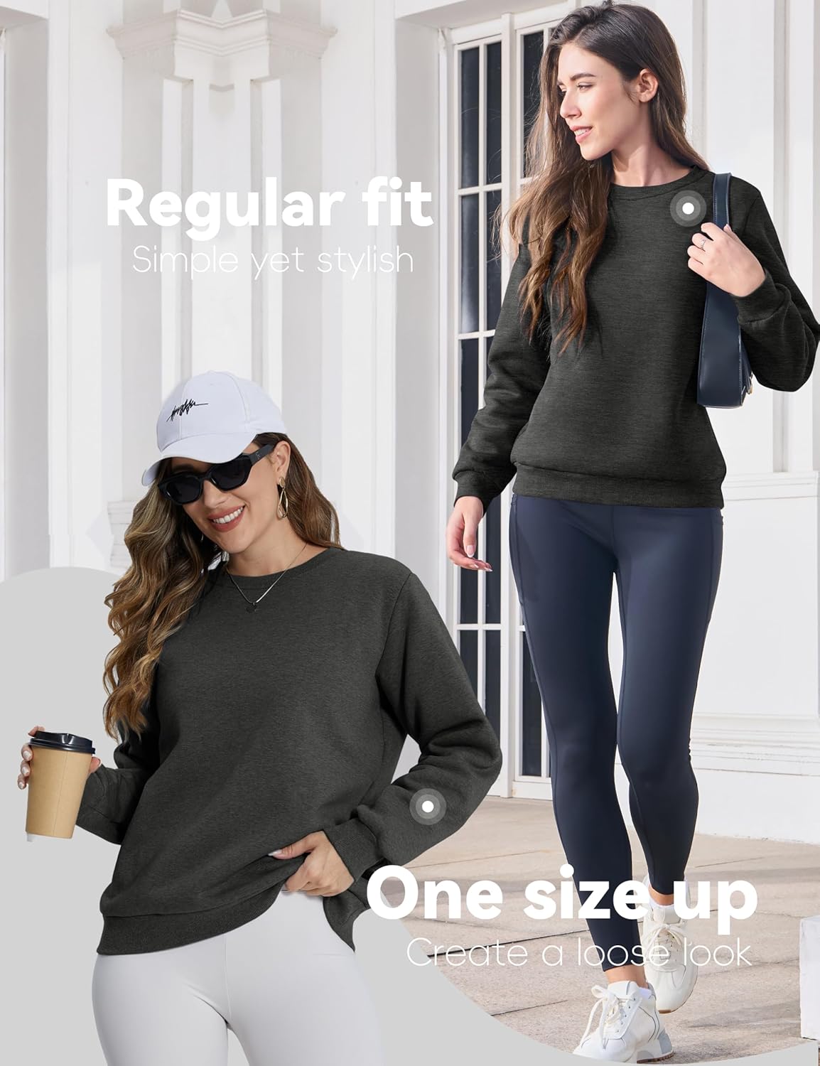 Cavva Women's Sherpa Lined Sweatshirts Long Sleeve Crewneck Casual Fleece Pullover Thermal Thick Tops Winter Warm - Image 3