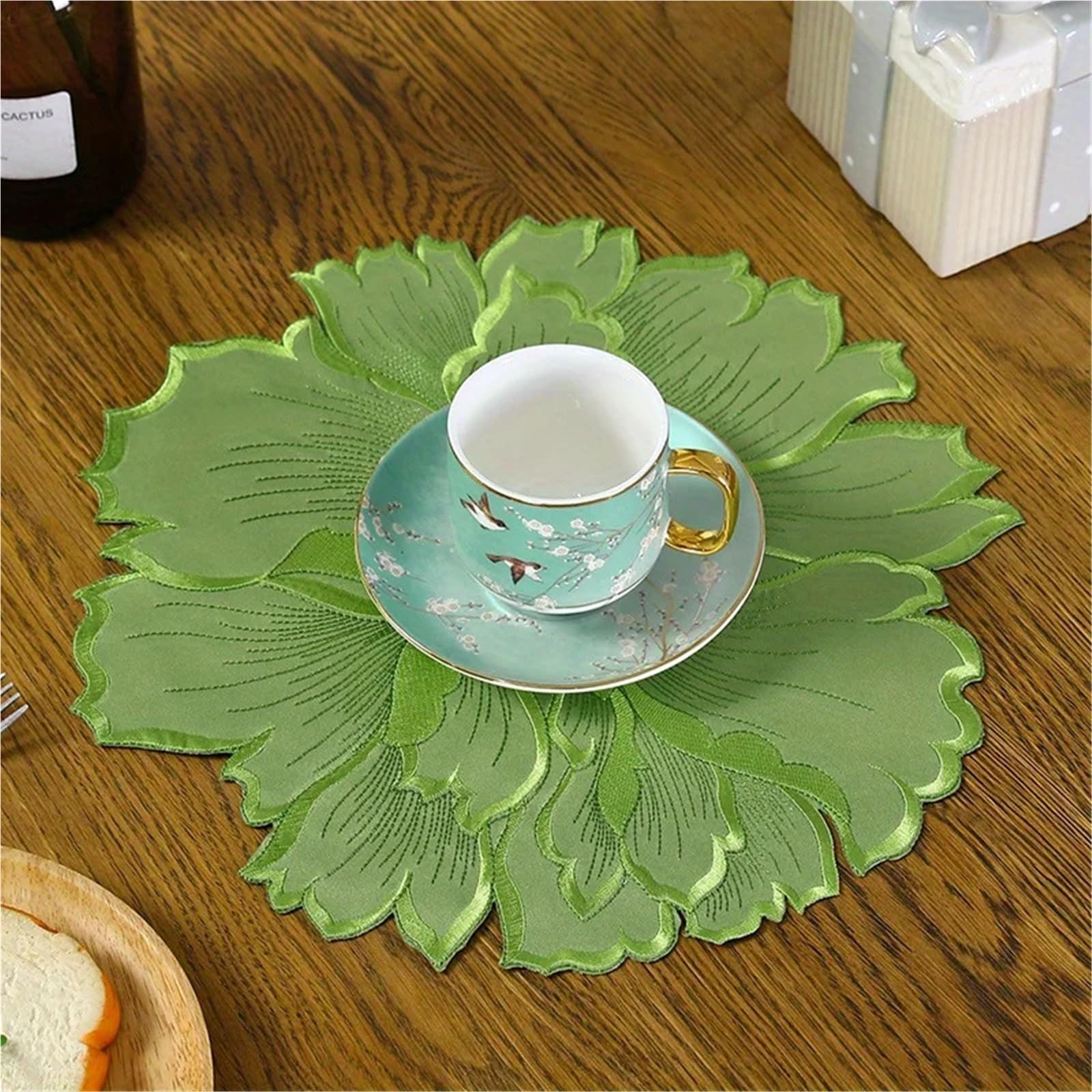 Posavasos Bordados 2 manteles con Estampado de Flores for Fiestas, picnics, decoración navideña, Caminos de Mesa Bordados.(White-30x30cm)