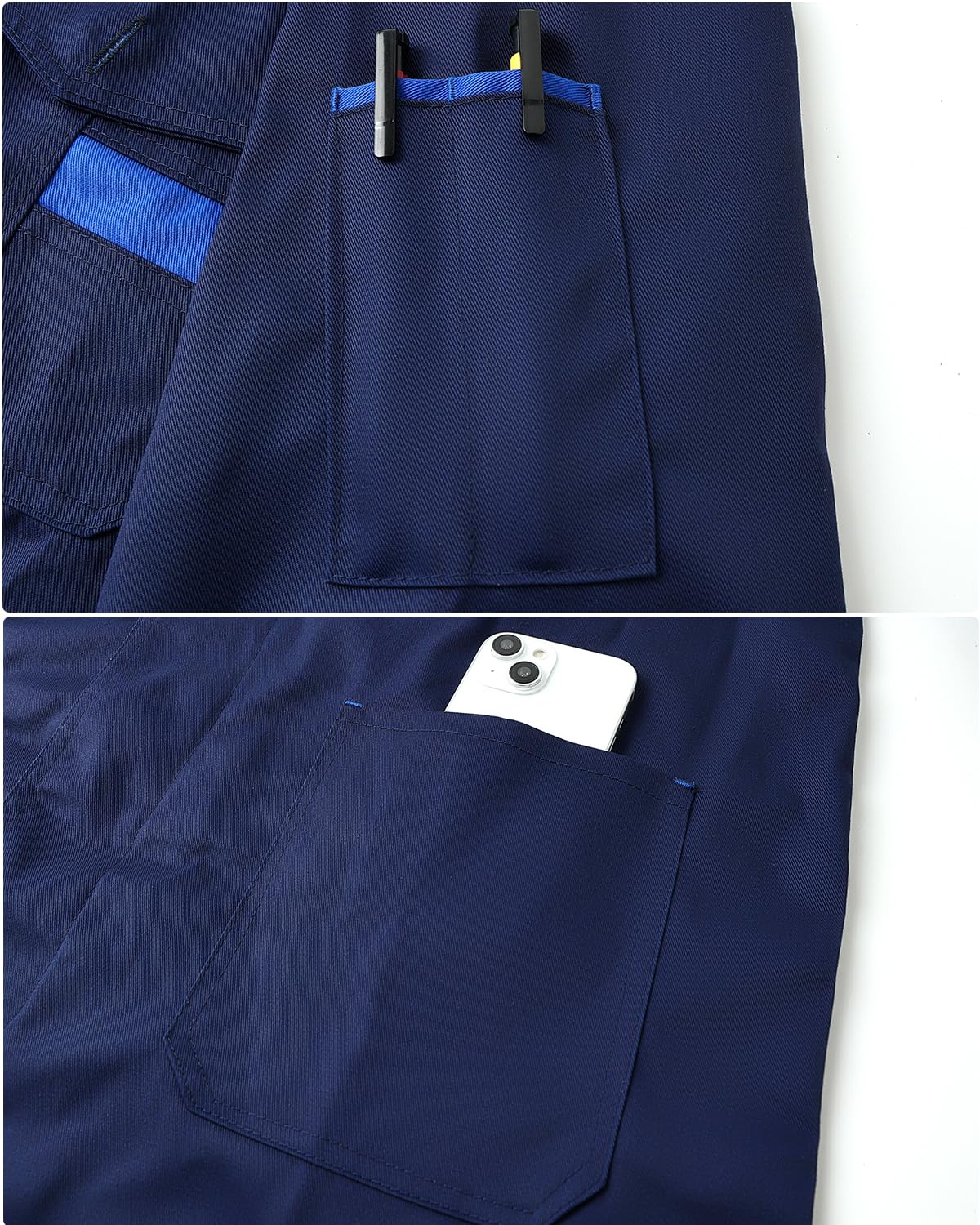 Homme Blouse de Travail Mecanique Veste de Travail de Jardinage Vêtements de Travail Blouse d'Atelier Chantier Bleu de Travail