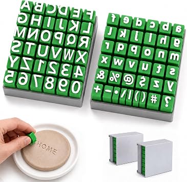 Alphabet Stamps Set for Clay, Letter Stamps for Clay - Uppercase, Lowercase, Numbers & Symbols, Custom Ceramic Pottery Stamps, DIY Handmade Mold Accessories for Ceramic Decorating