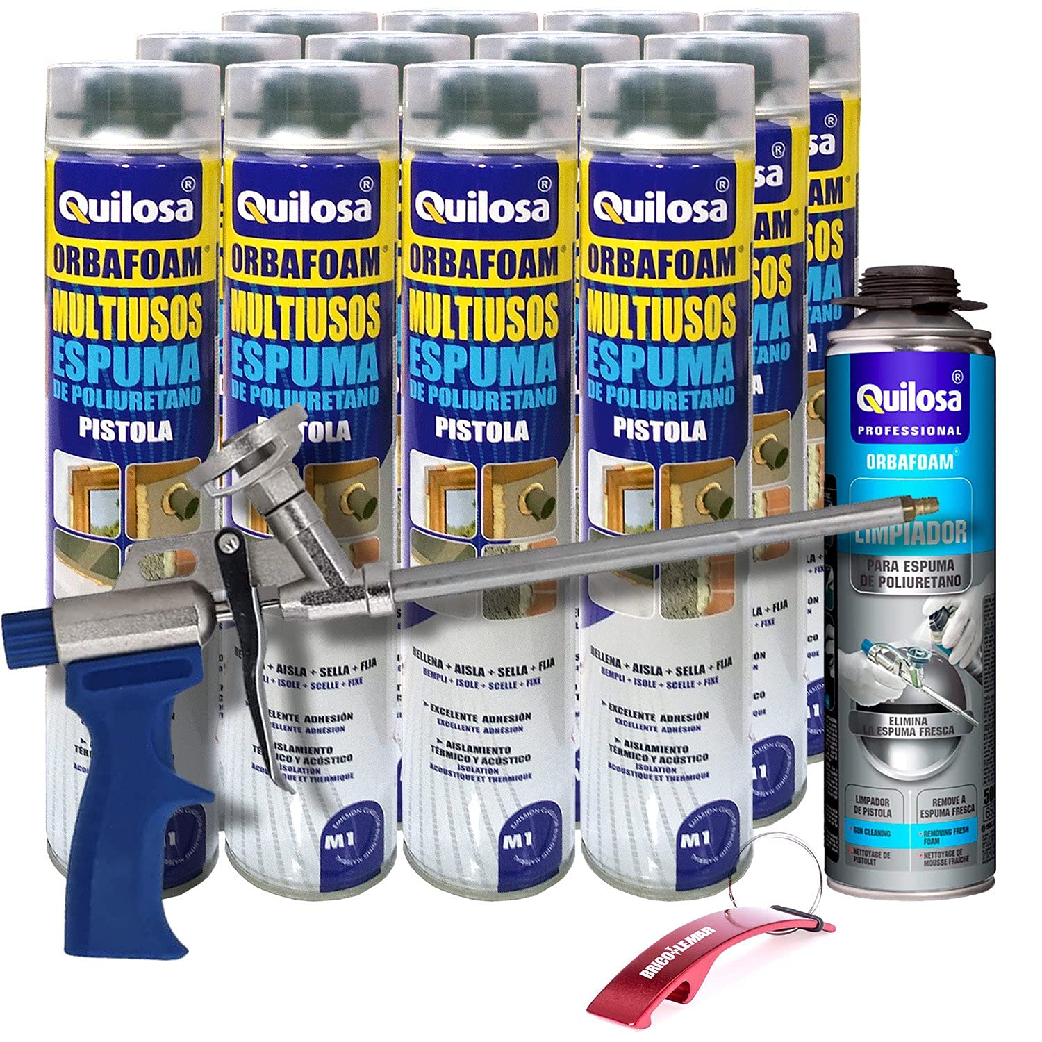 Pack Pistola Caliber 30 + 12 Botes Espuma Orbafoam 750ml + Limpiador 500ml + Llavero/Abrebotellas de Regalo (Pistola + 12 Botes Espuma + Limpiador + Llavero de Regalo)