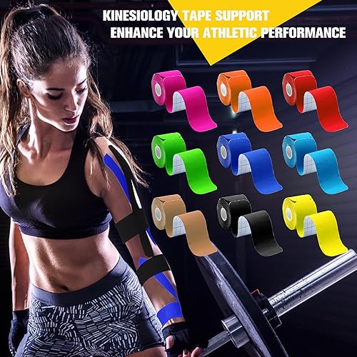 Miniatura 5 de Cinta de kinesiología precortada de 3 rollos, cinta deportiva atlética para músculos y articulaciones, cinta de terapia física para rodilla,