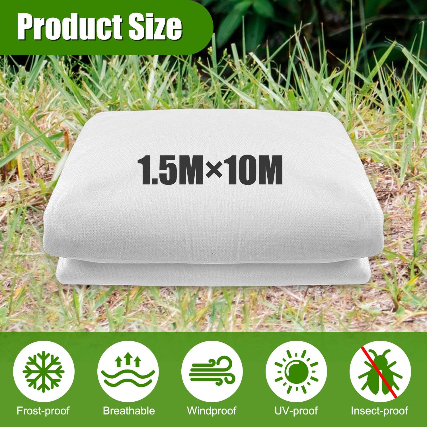 Voile Hivernage, 1.5 M X 10 M Voile Hivernage Plante Exterieur, Réutilisable Hivernage Plante, Housse Hivernage Plante Pour Protéger Les Plantes Les Fleurs Et Les Légumes Du Froid Du Gel Et Du