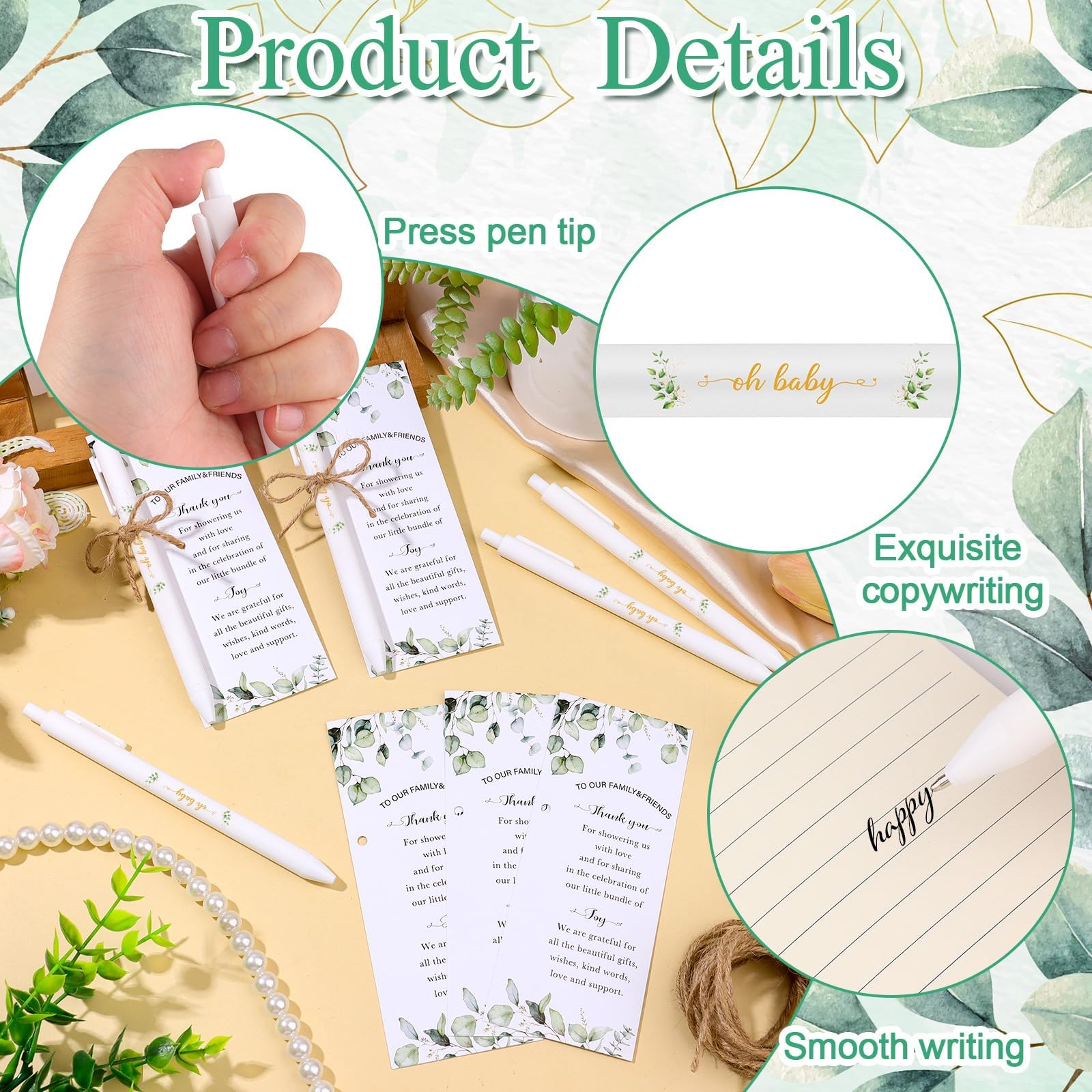 Kklolai 36 Sets Baby Shower Favors Gifts for Guest Baby Shower Retractable Ballpoint Pens with Thank You Bookmarks Gender Reveal Party Favor for Babies Shower Party Souvenirs Prizes (Classic) - Image 3