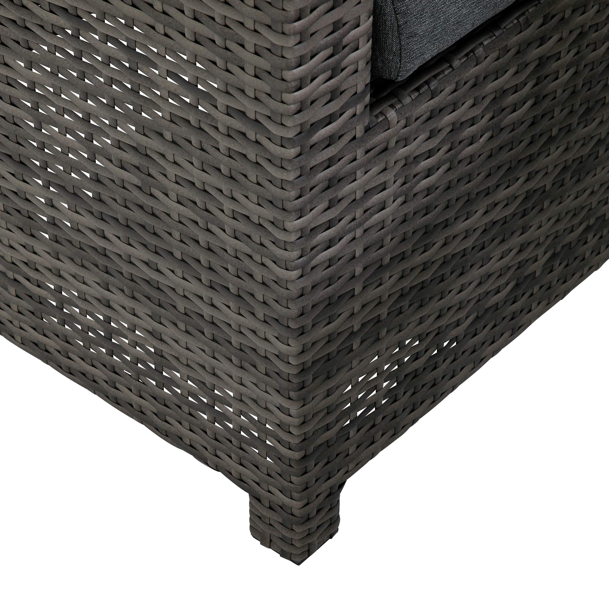 greemotion Ensemble Salon de Jardin d’Angle Tessin 5 Pièces, Canapé d’Angle Extérieur en Aluminium et Polyéthylène, Coussins en Polyester Inclus, Gris