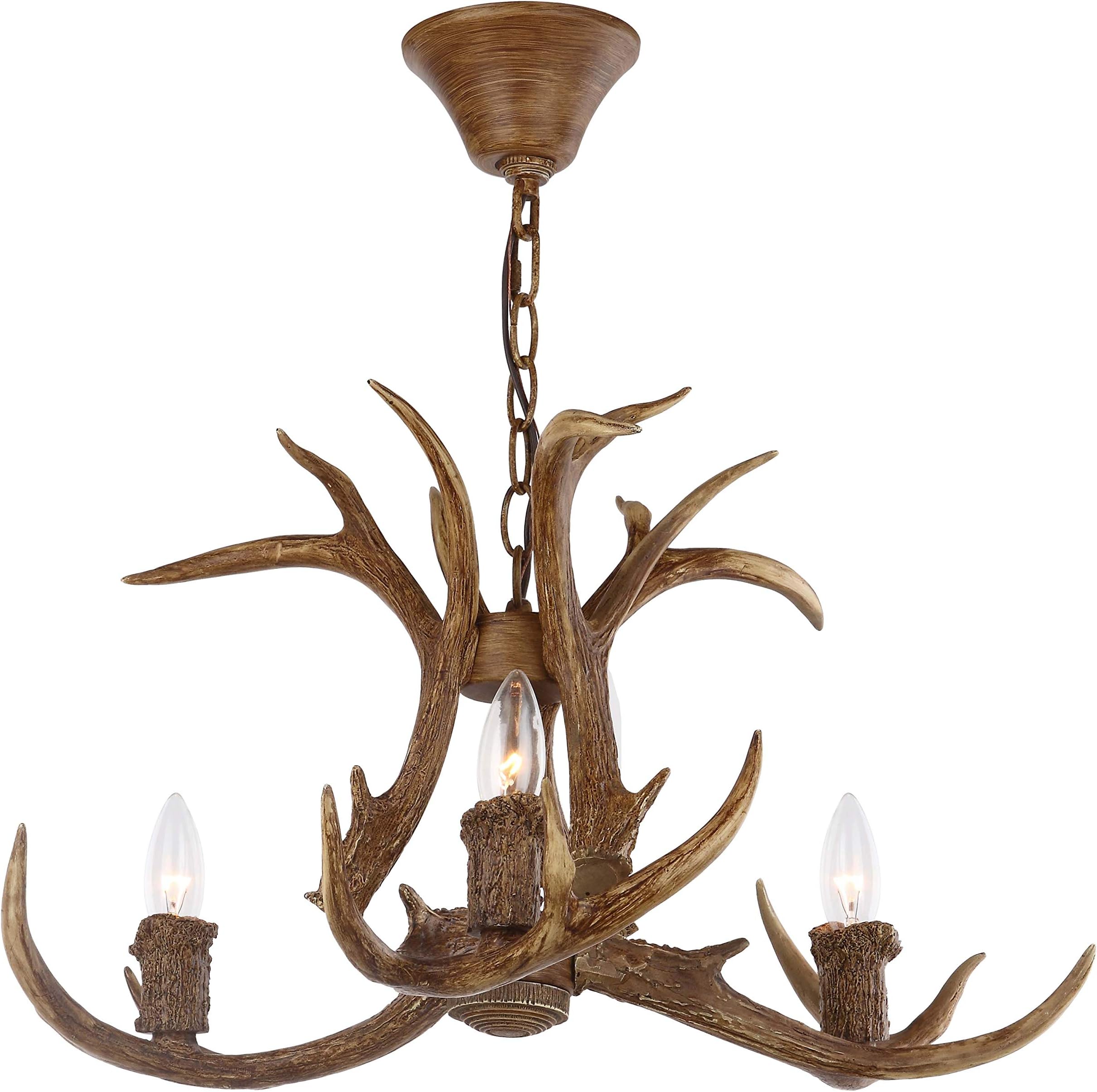 CHA4002A Lighting Collection Makani 21.5" Antler Brown Chandelier