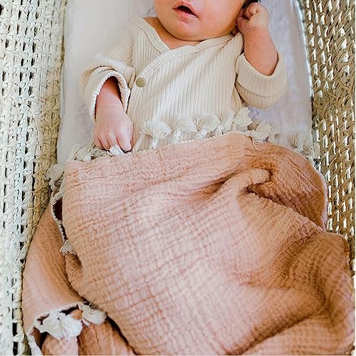 Vista 38 de Crane Baby Manta de muselina para bebé, de algodón suave, ligera, para bebé, niños y niñas, Riverstone, 30 x 40 pulgadas Azul