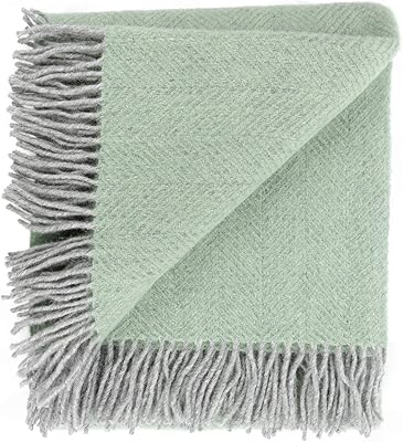 Prince of Scots Highland Tweed Herringbone 100% Pure New Wool Throw (Basil)