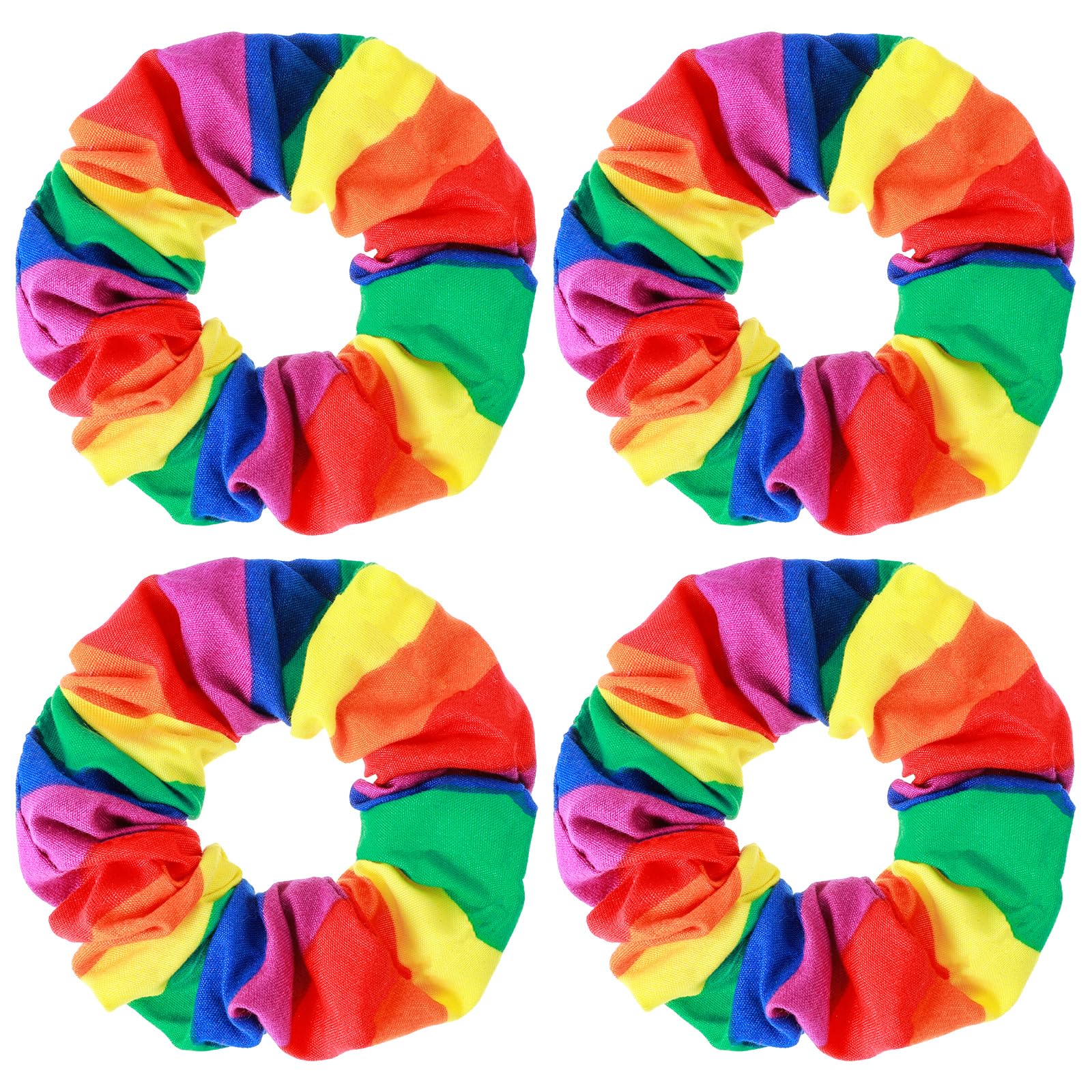 Regenbogen Pride Haargummis - 4 Stück, 10x10 Cm, Bunte Streifen-Haarbänder Für Frauen & Mädchen