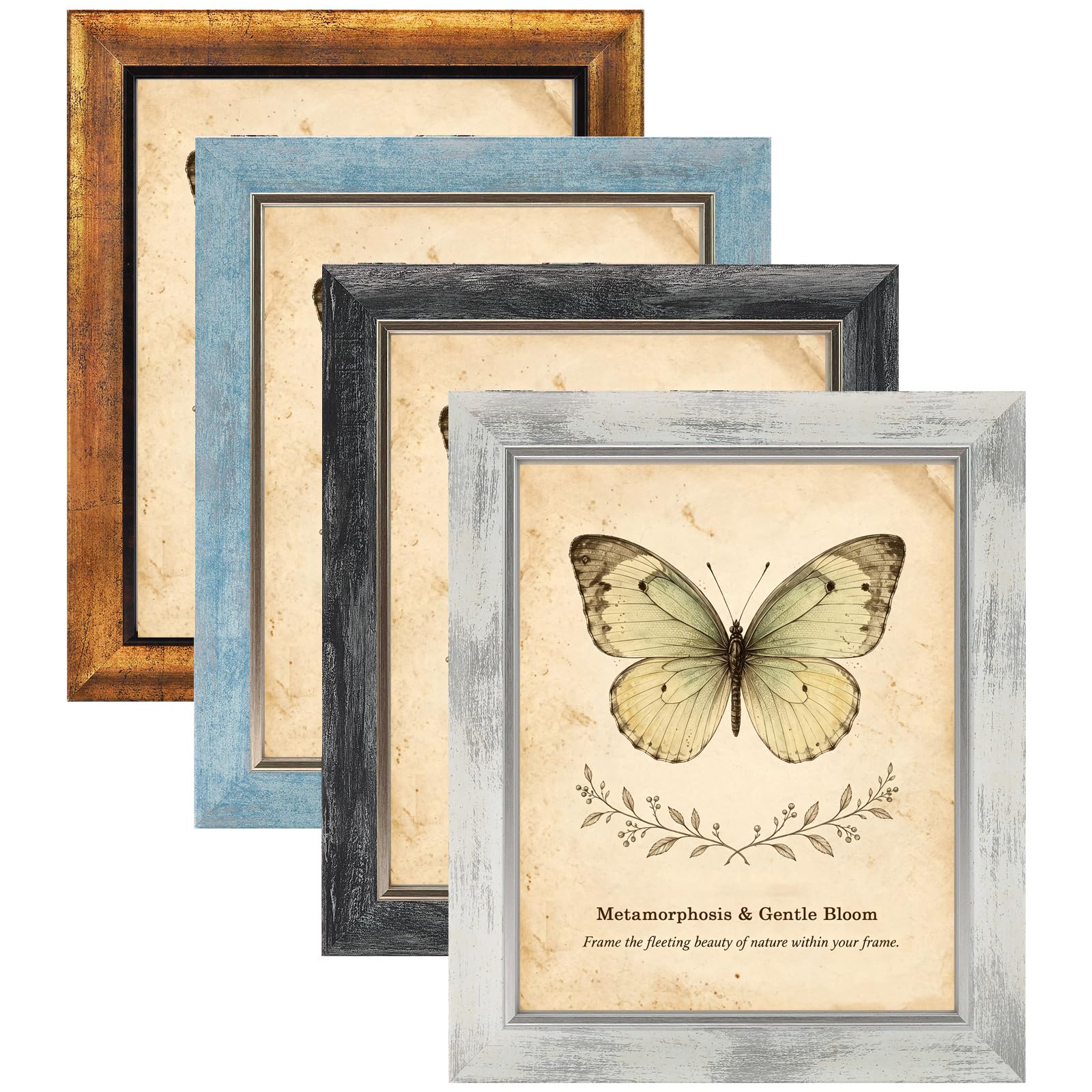 Rustic Picture Frame Set - 8x10 Inches, Set of 4