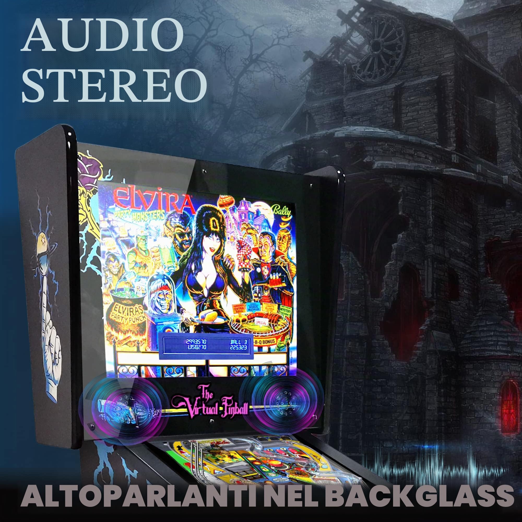 Flipper virtuale, Playfield 18.5", Backglass 15", PC AMD Ryzen 5 con 16GB RAM 256GB SSD, Più di 500 tavole di Visual Pinball e più di 900 giochi mame verticali, Sensore KL25Z (VERSIONE MIGLIORATA)