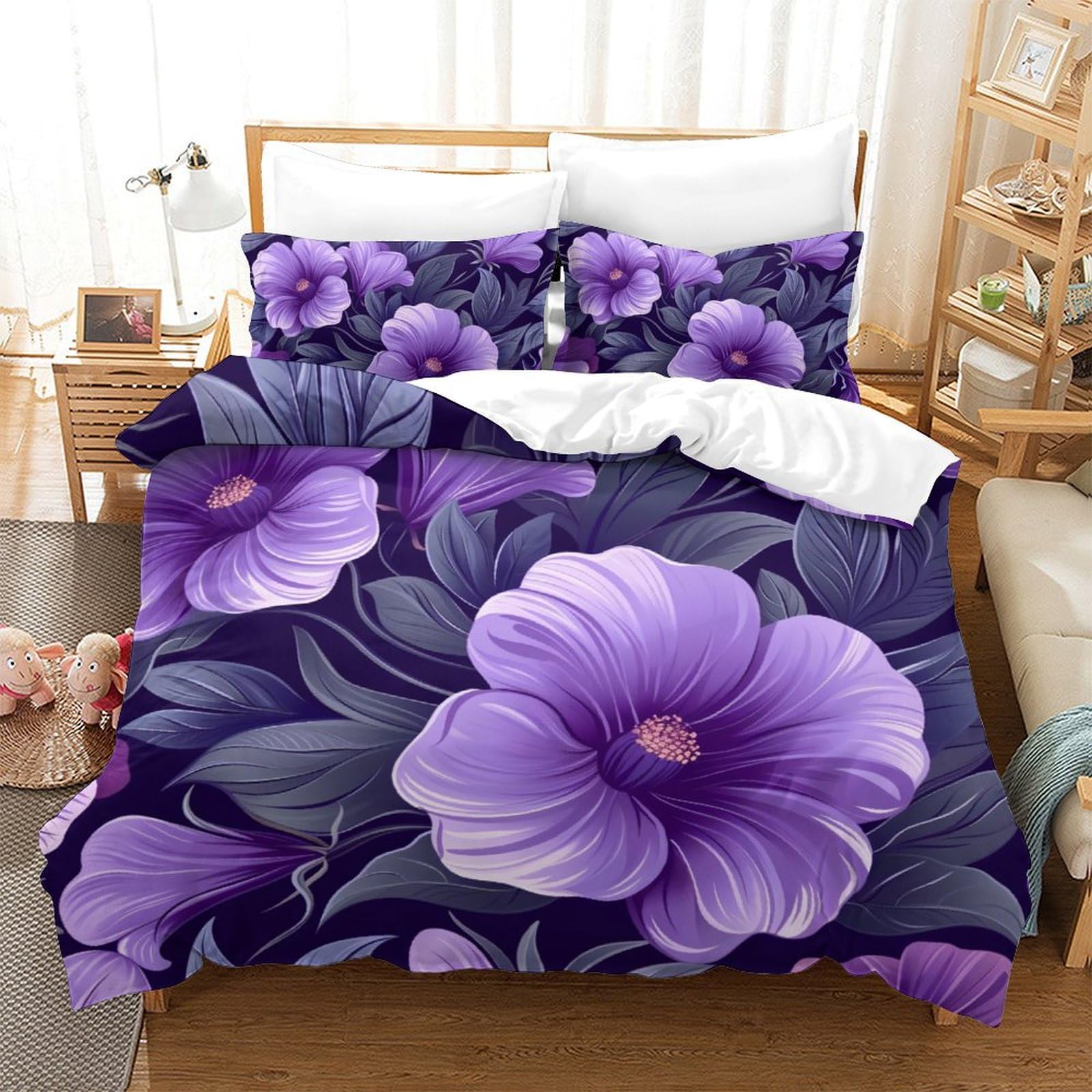 Housse de couette rose pour chambre d'enfant et ado parure de lit microfibre