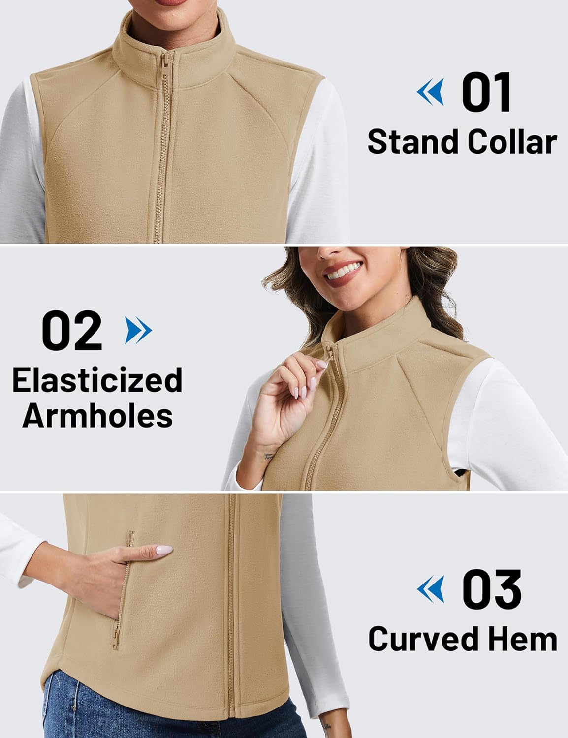 TACVASEN Women's Fleece Vest Outerwear Lightweight Sleeveless Zip up Jacket with Pockets Warm Polar Soft Fall Winter - Image 4