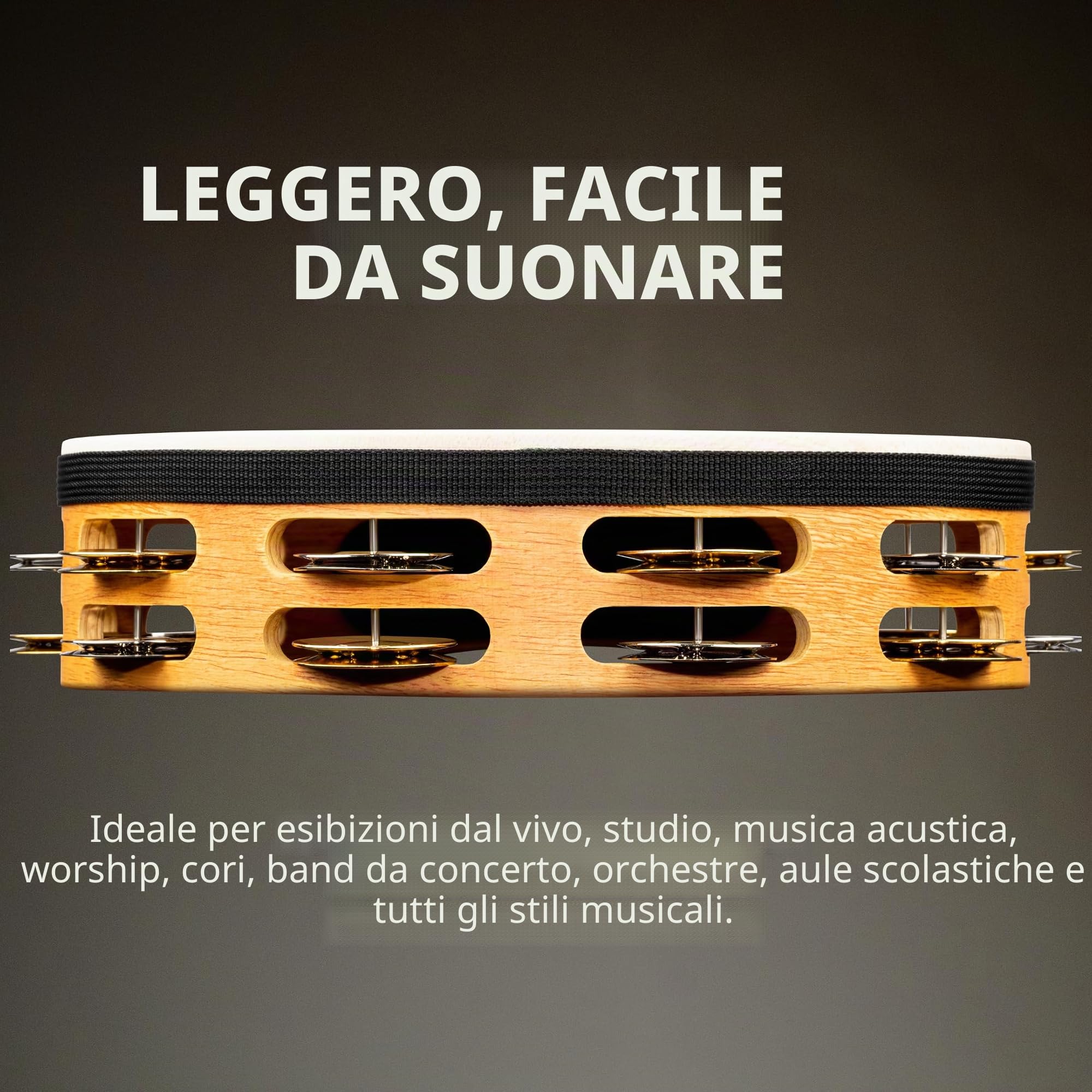Meinl Percussion - Combo con tamburello da Registrazione - 25,4 cm (10"), 2 file di Cimbali (TAH2M-SNT)