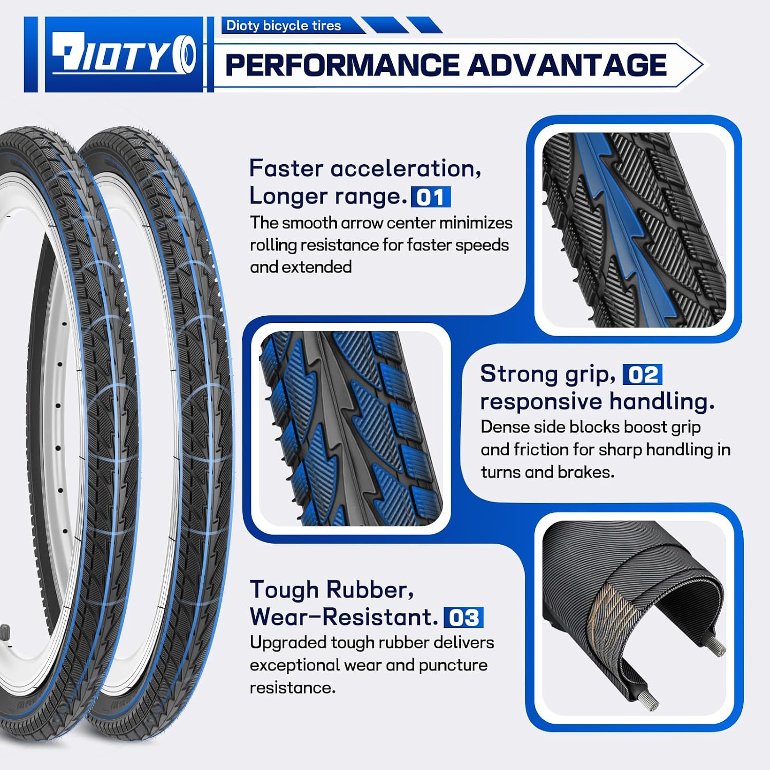 2 Pack 20x1.75 Bike Tires Set,20 inch Folding Bike Tires Replacement Wear-Resistant Bicycle Tires and Tubes Set Includes a Pair of Tire Levers for MTB Off-Road Hybrid Road City Commuter Bicycles