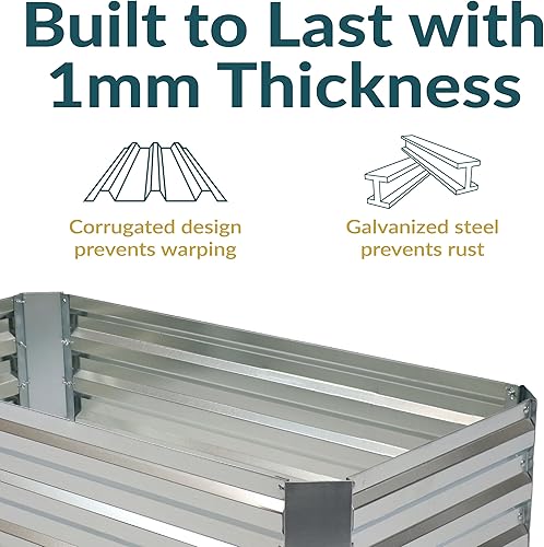 Miniatura 120 de Sunnydaze Cama de jardín de metal elevada de 11.75 pulgadas de alto, cama de jardín elevada galvanizada para exteriores para verduras y flores