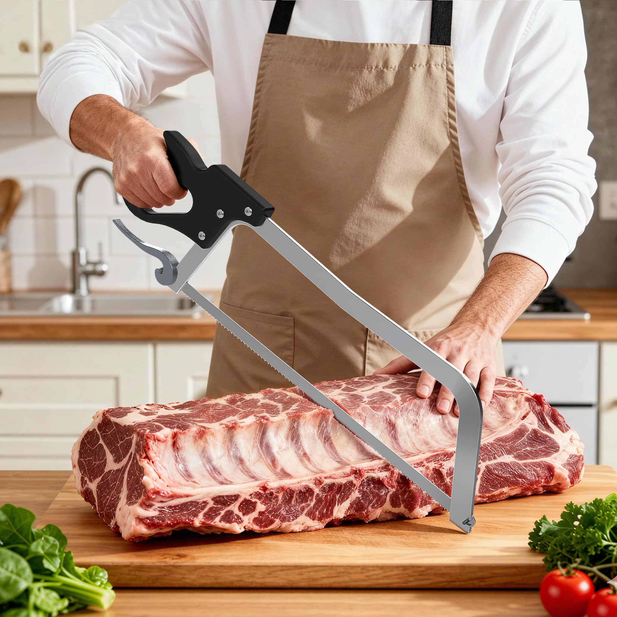 Wiltec XL Professional Butcher Saw - 600 x 26 x 160 mm - 43 cm Blade - with PVC Non-Slip Handle - Kitchen Tool - Manual Deli Cutter - for Meat and Large Bones