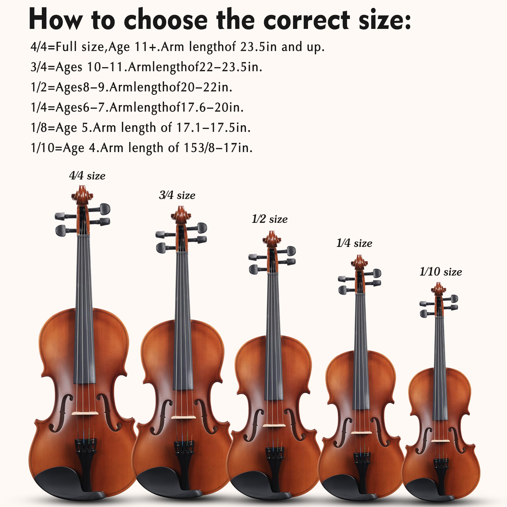 Amazon.com: ADM 1/2 Size Wood Violin Set for Kids Teens Students 