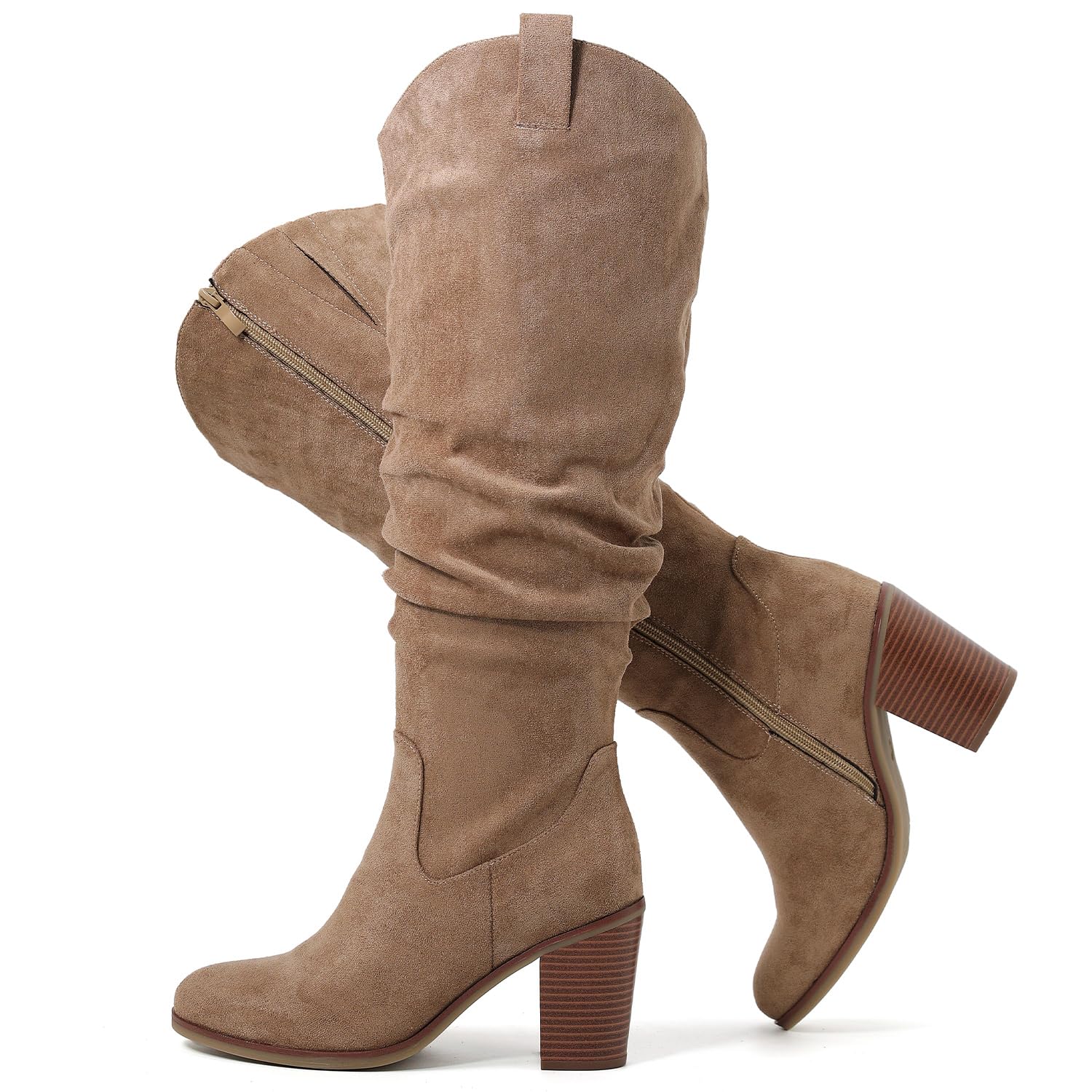 Luoika Women's Extra Wide Calf Cowboy Knee High Boots