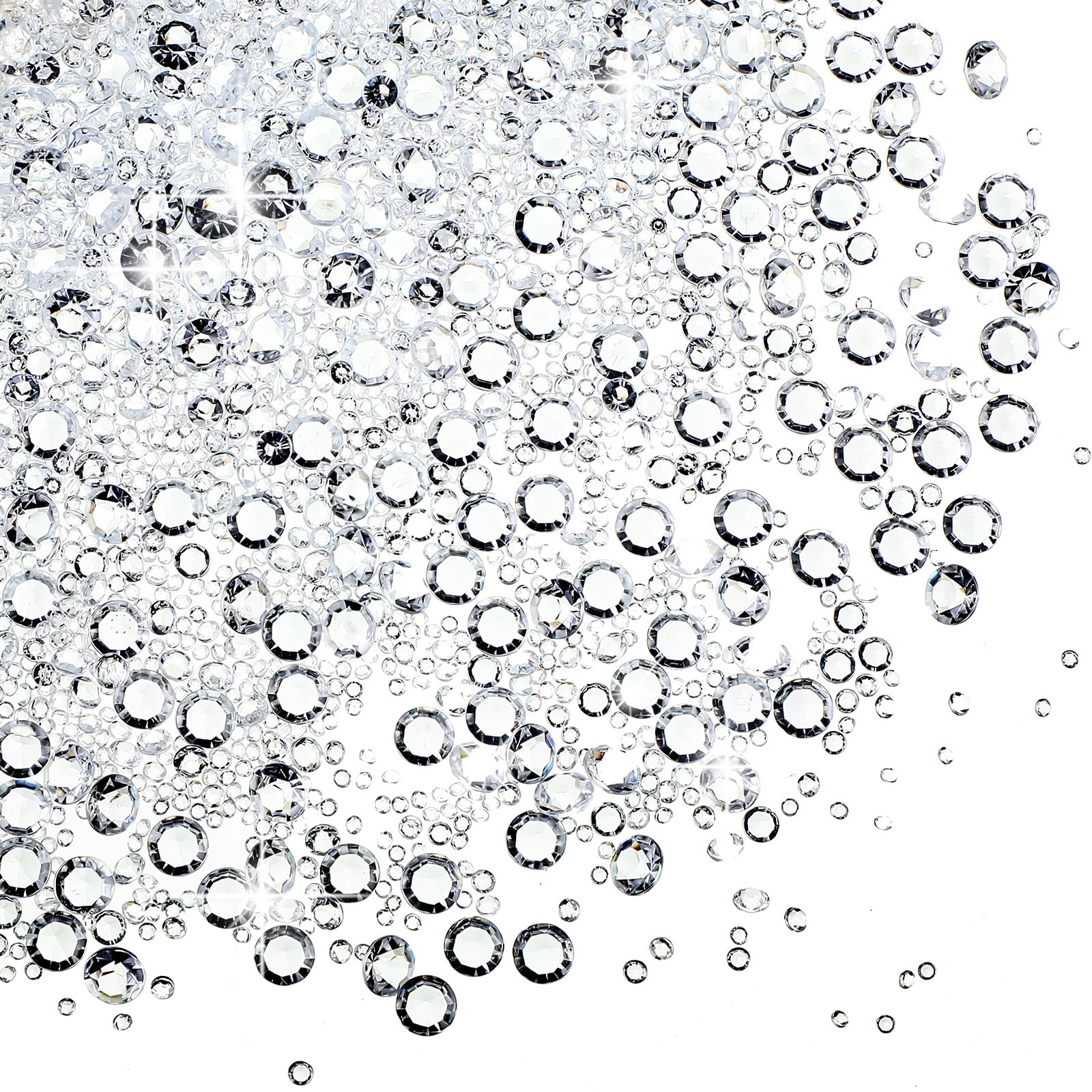 Hicarer 7000 Pieces Diamond Decorations Bling Bling Diamond Vase Filler Acrylic Gem Table Scatter Crystals in Four Sizes Table Decorations for Wedding Birthday Party Bridal Shower(White)