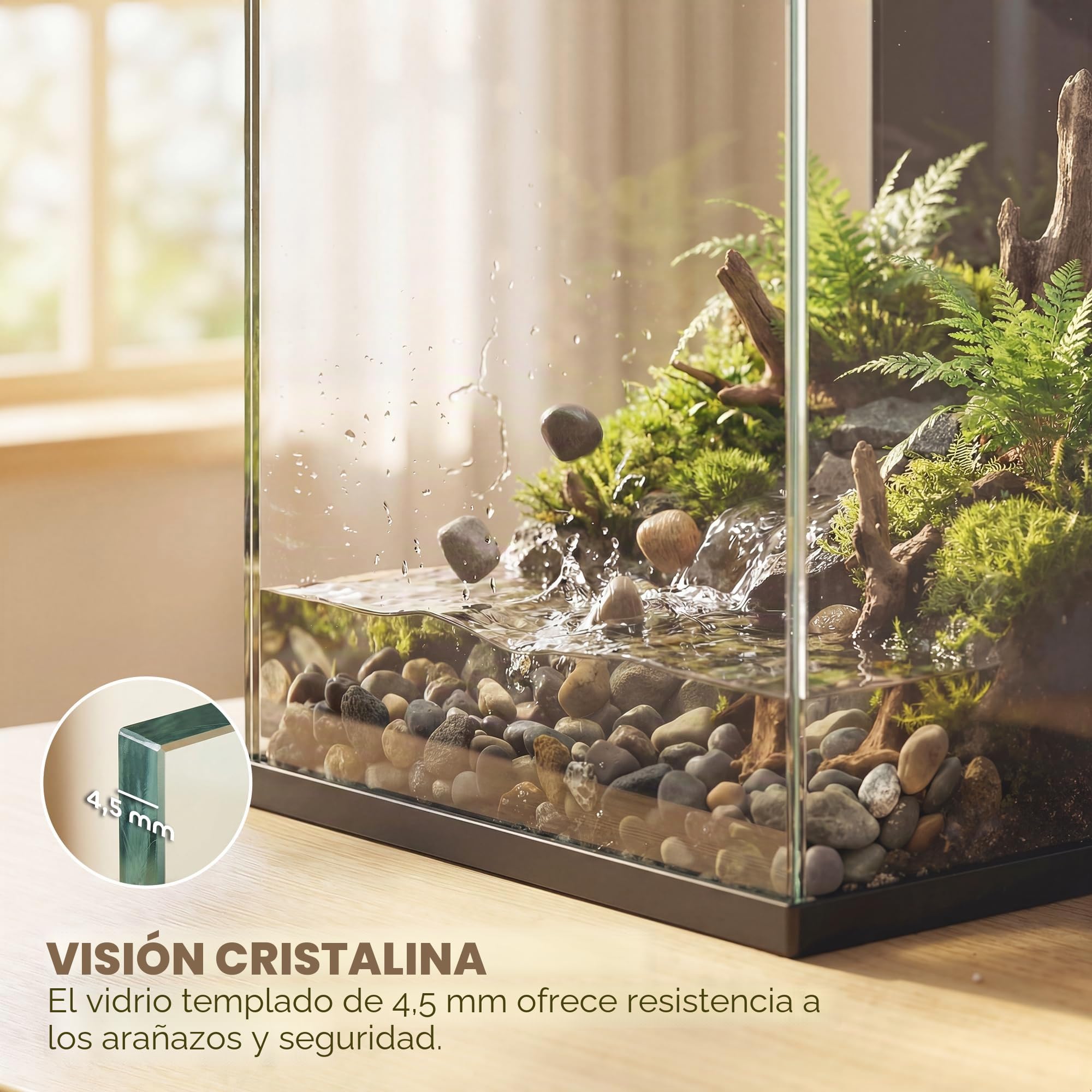 PawHut Acuario de cristal templado de 24 l, acuario completo pequeño transparente con filtro integrado, luz LED y bomba de agua para peces tropicales, peces rojos, casa, oficina, 45 x 25 x 25,5 cm