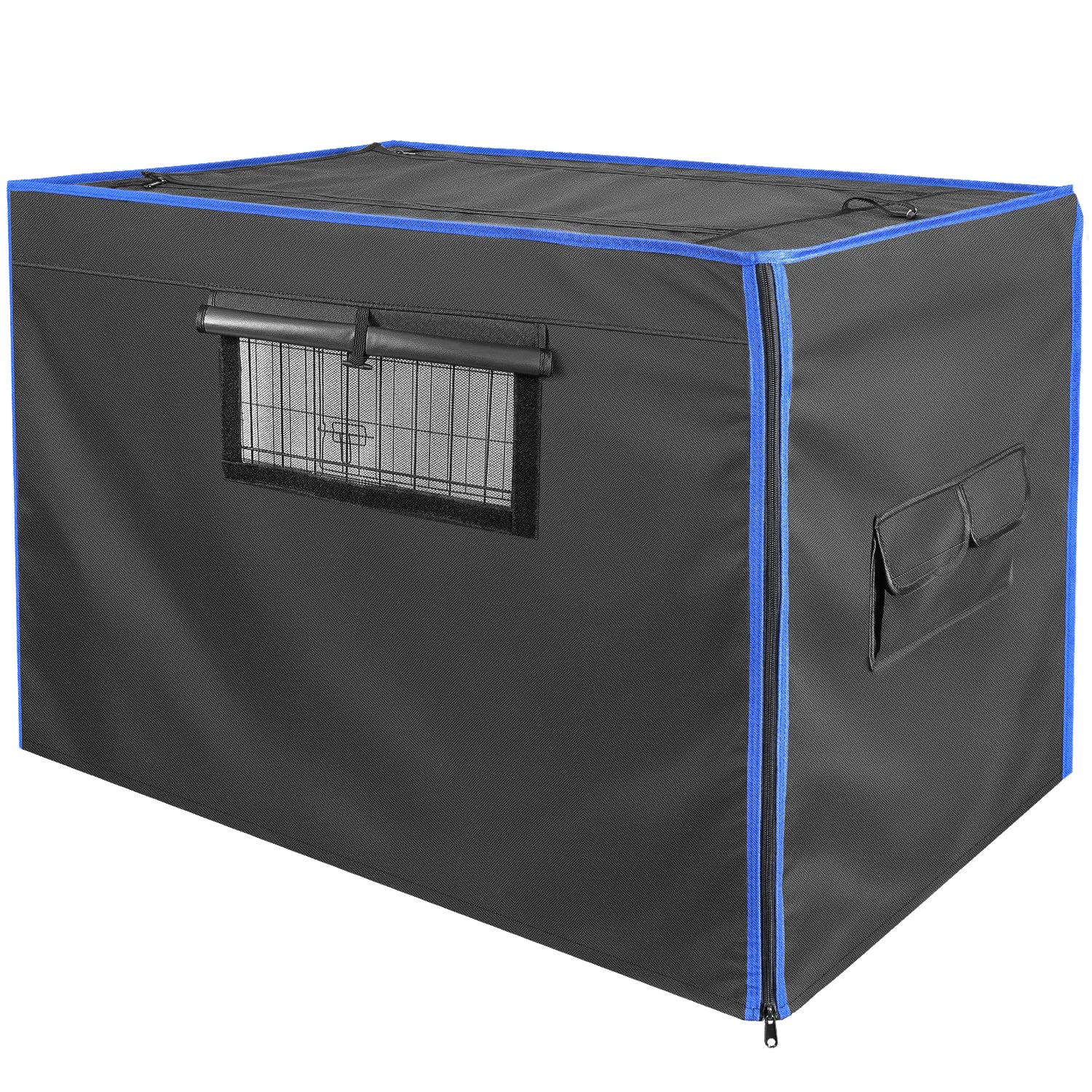 Dog Crate Cover, 600D Oxford Kennel Kennel Covers with Waterproof, Windproof, Breathable Mesh, Storage Pocket, 36 Inch, Cage Covers for Cat Medium Dog