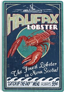 Lantern Press 12x18 Inch Metal Sign, Halifax, Nova Scotia, Lobster Vintage Sign