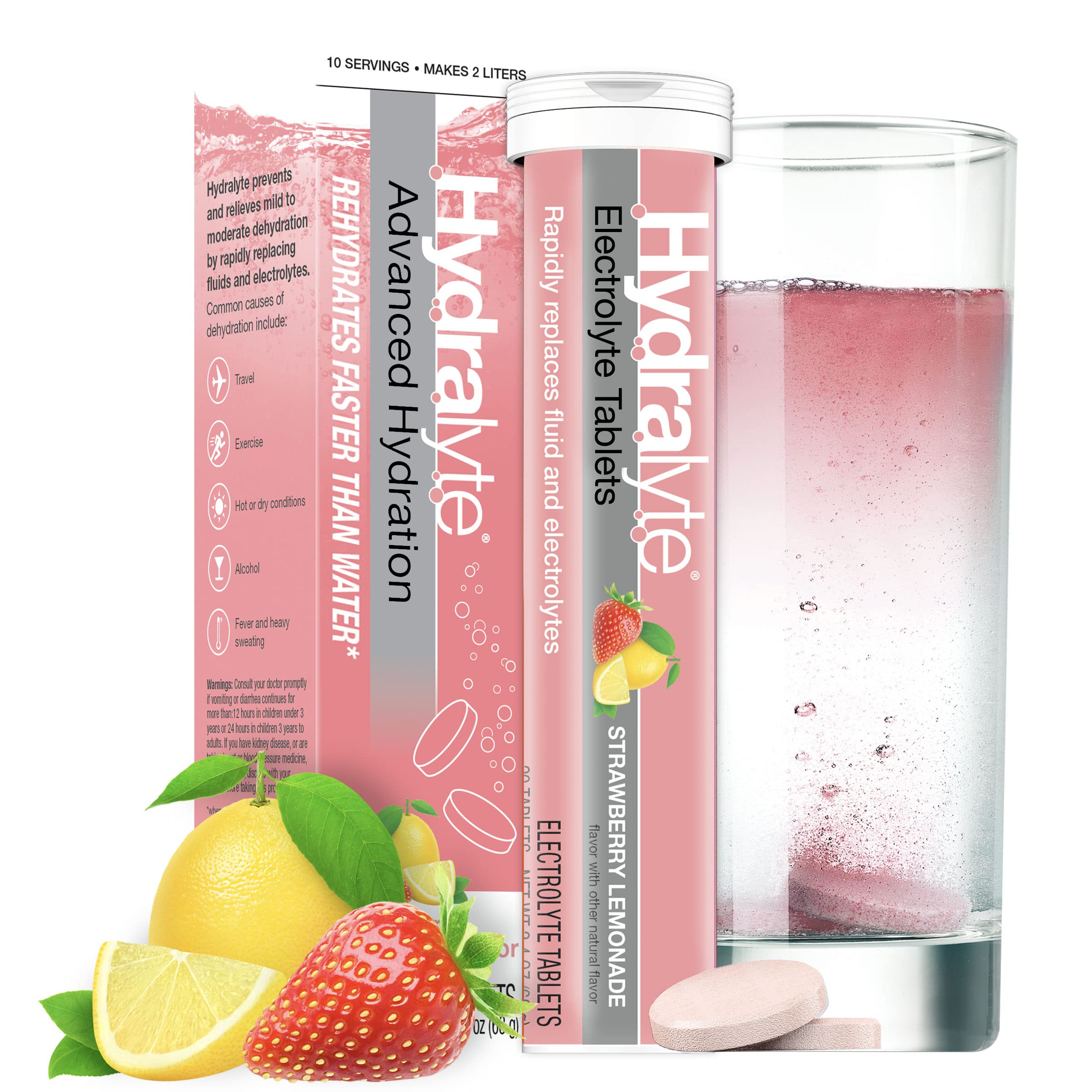 Hydralyte Electrolyte Drink Tablets Effervescent Hydration Tablets Workout, Cold & Flu