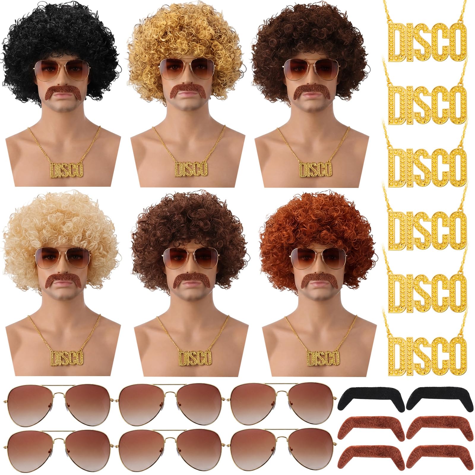 Photo 1 of Mepase 70s Afro Wig & Disco Costume Set (6 Sets)