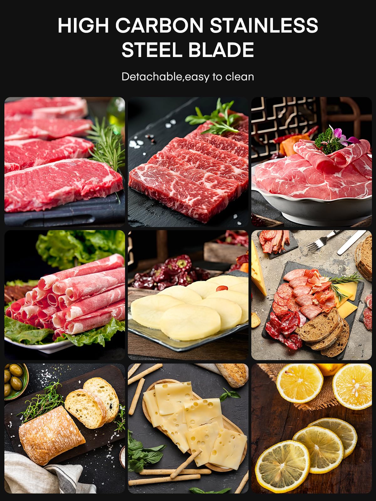 250W Affettatrice Elettrica da Casa, 3 Lame in Acciaio Inox con Diametro di 19 cm, Affettatrice Professionale, Spessore Regolabile 0-15mm Per Carne Formaggio Pane, Facile da Pulire