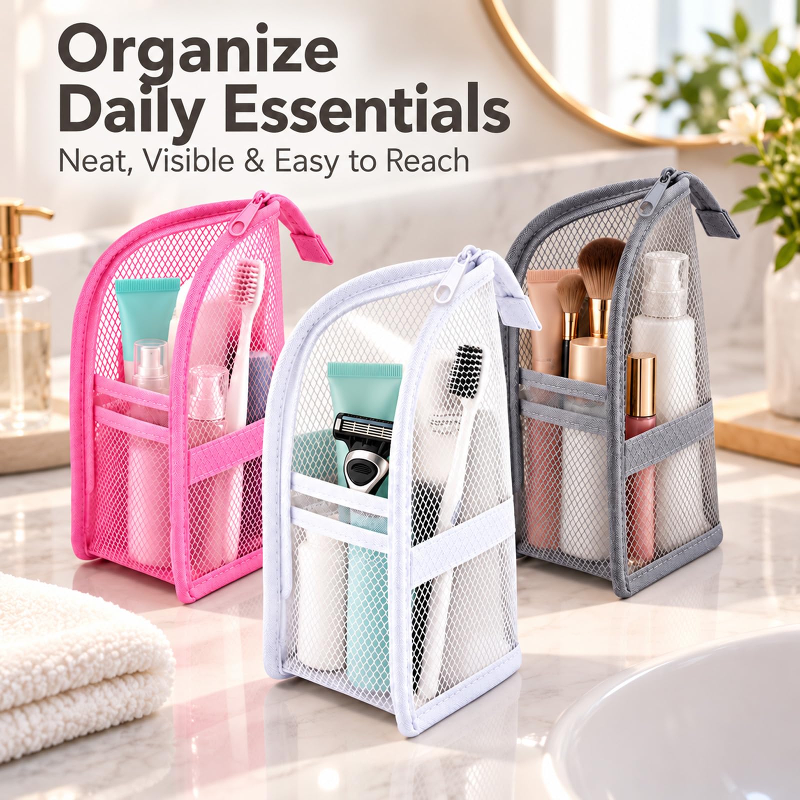 Pacchetto di 3 Neceser de Pie impermeabile: Bolsa Maquillaje y Brochas