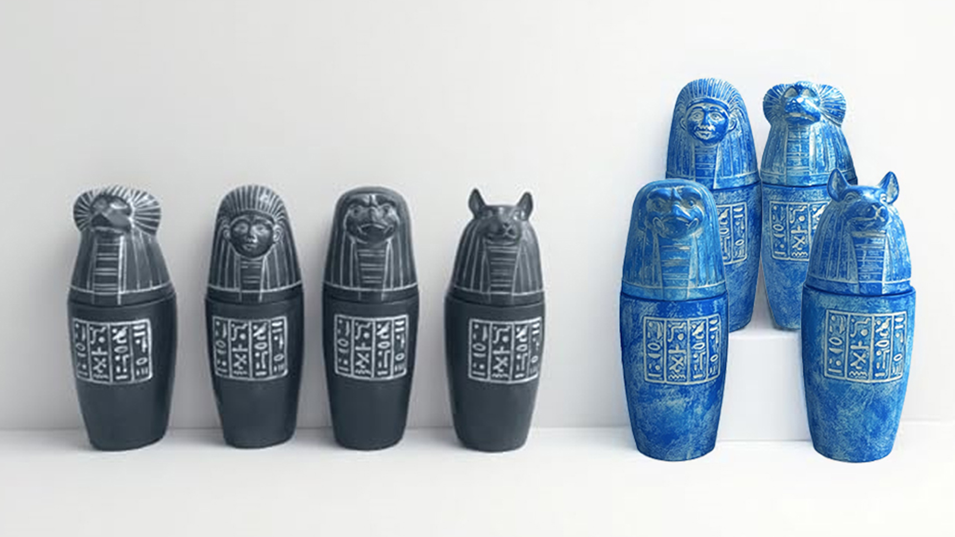 Set de 4 Figuras Decorativas Canopic Jars Egipcias miniatura 7