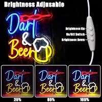 OYCGZV Darts Beer LED Neon Fali Lámpa - Retro Stílusú Világító Dekoráció Bárba, Játékszobába, Férfi Barlangba, 33,5x32 cm 3