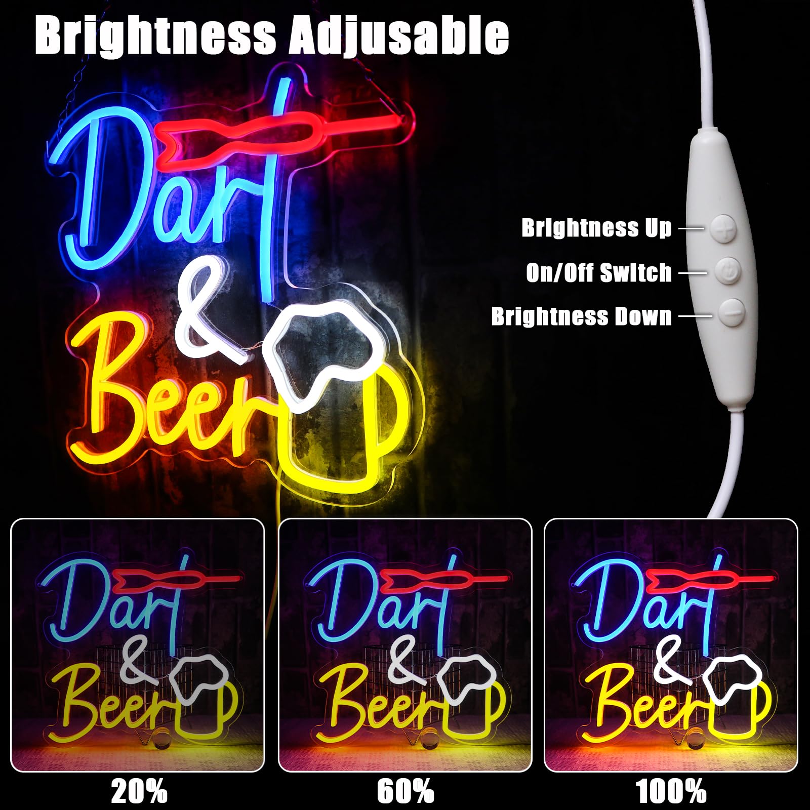 Dart Bier Neon Schild Darts Bar Led Neon Schild Wand Beer Bar Neon Sign Game Led Schild für Bier Bar Resturant Wohnzimmer Schlafzimmer Männerhöhle Party Home Dekor Store Geschenke
