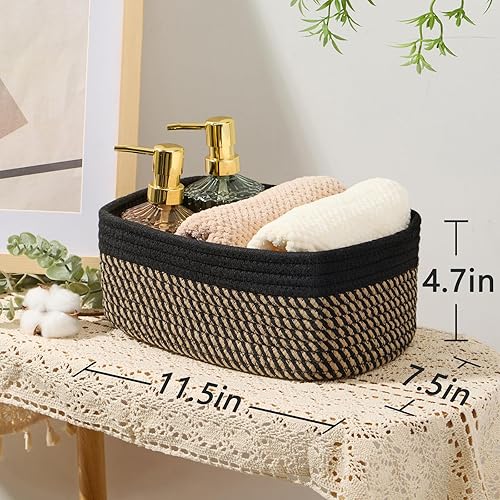 Vista 98 de Cestas de almacenamiento pequeñas para organizar Contenedores organizadores de armario Cesta de juguetes para estante Cestas de cuerda tejida