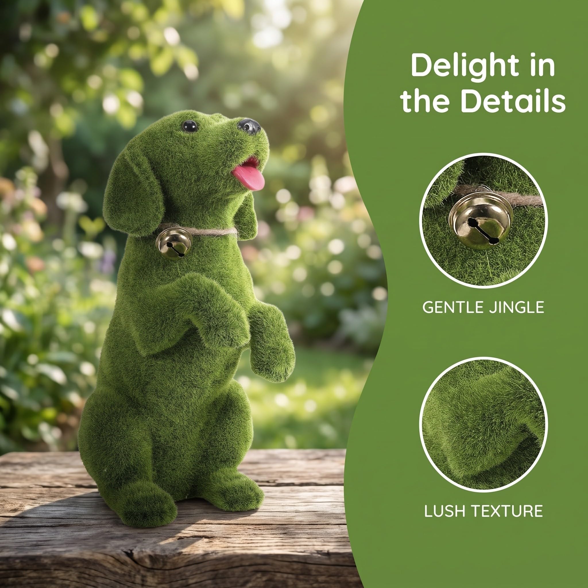 GALPADA Statuetta Cane da Giardino Verde in Resina Campanello