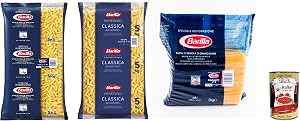 Lot de 3 paquets de 5 kg de pâtes Barilla Fusilli Spaghetti Penne rigate Ristorante – Nouilles italiennes – 5 kg + Polpa Gourmet italienne