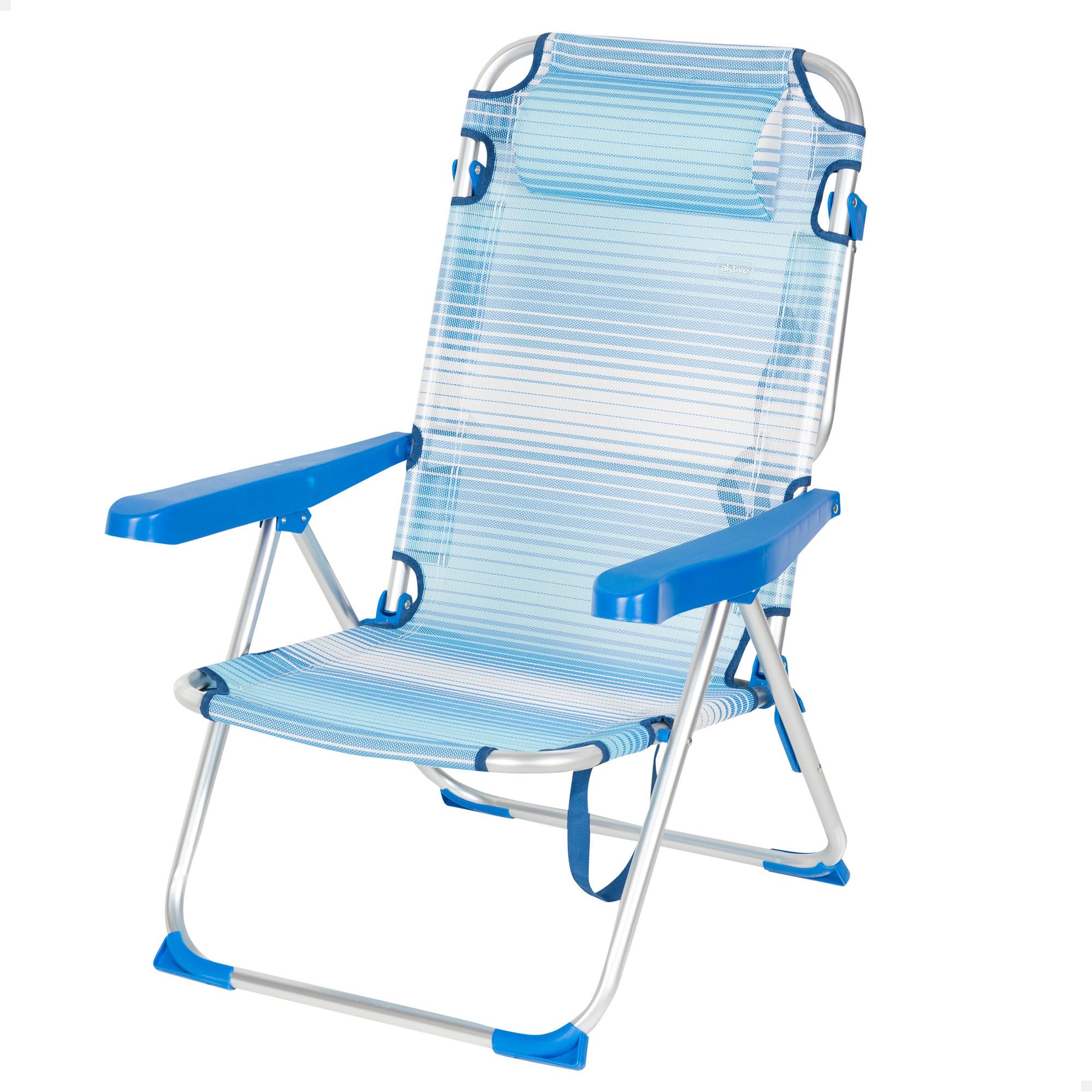 Sedia Spiaggia Pieghevole Aktive 5 Posizioni | Blu E Grigio | Alluminio Leggero | Portatile - Foto 12