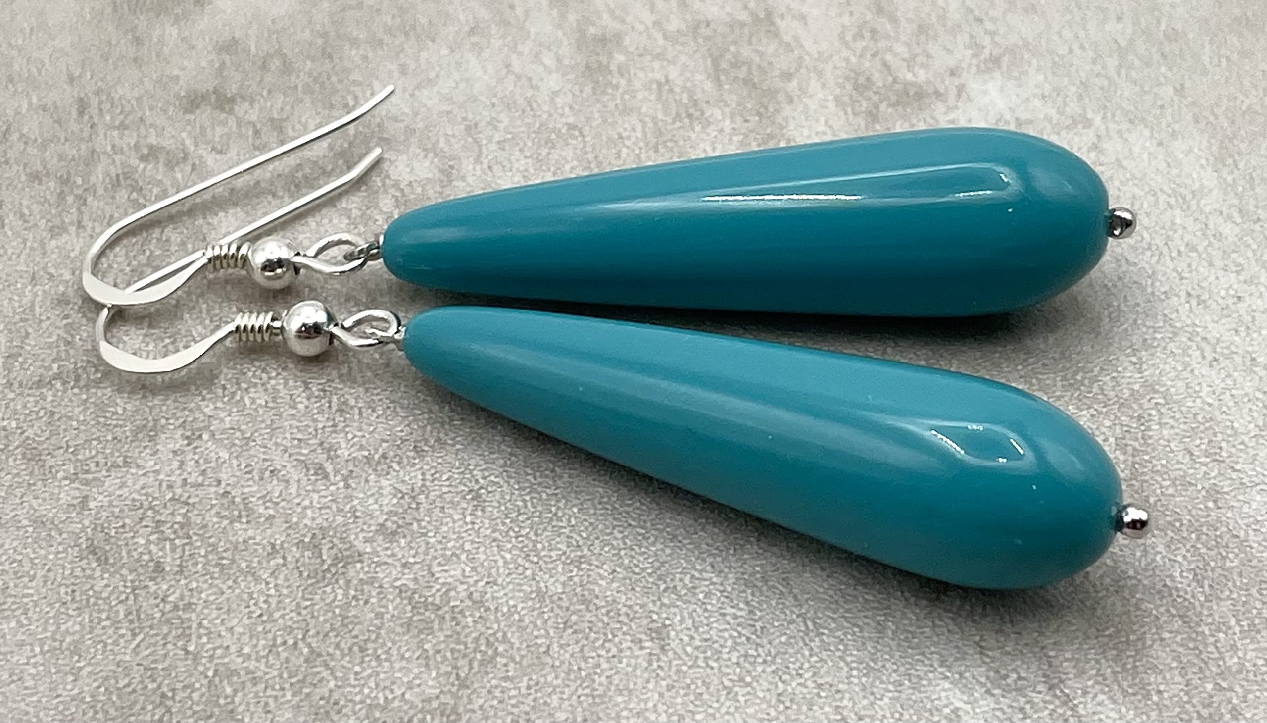 Pendientes Colgantes de Plata 925 y Lagrimas Turquesas, Joyas Artesanales, Regalo para Mujeres