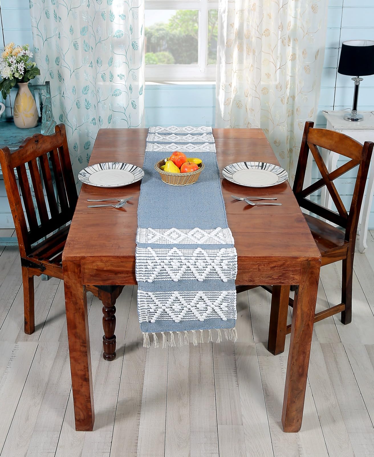 Boho Cotton Table Runner - Blue | Protect & Decorate -10