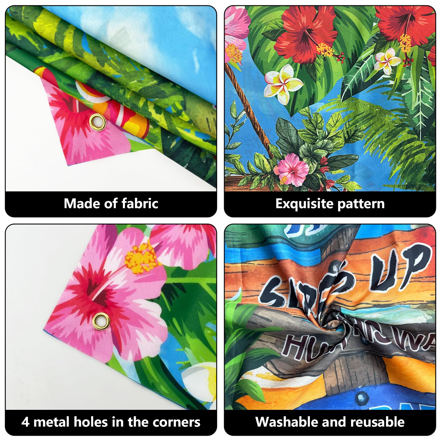 1,8x1,2m Tło na letnią imprezę hawajską, dekoracje na przyjęcie Luau, tropikalne kwiaty, liście palmowe, flamingi, tło Aloha na banner na przyjęcie Aloha, fotografia na plaży, dekoracje na urodziny