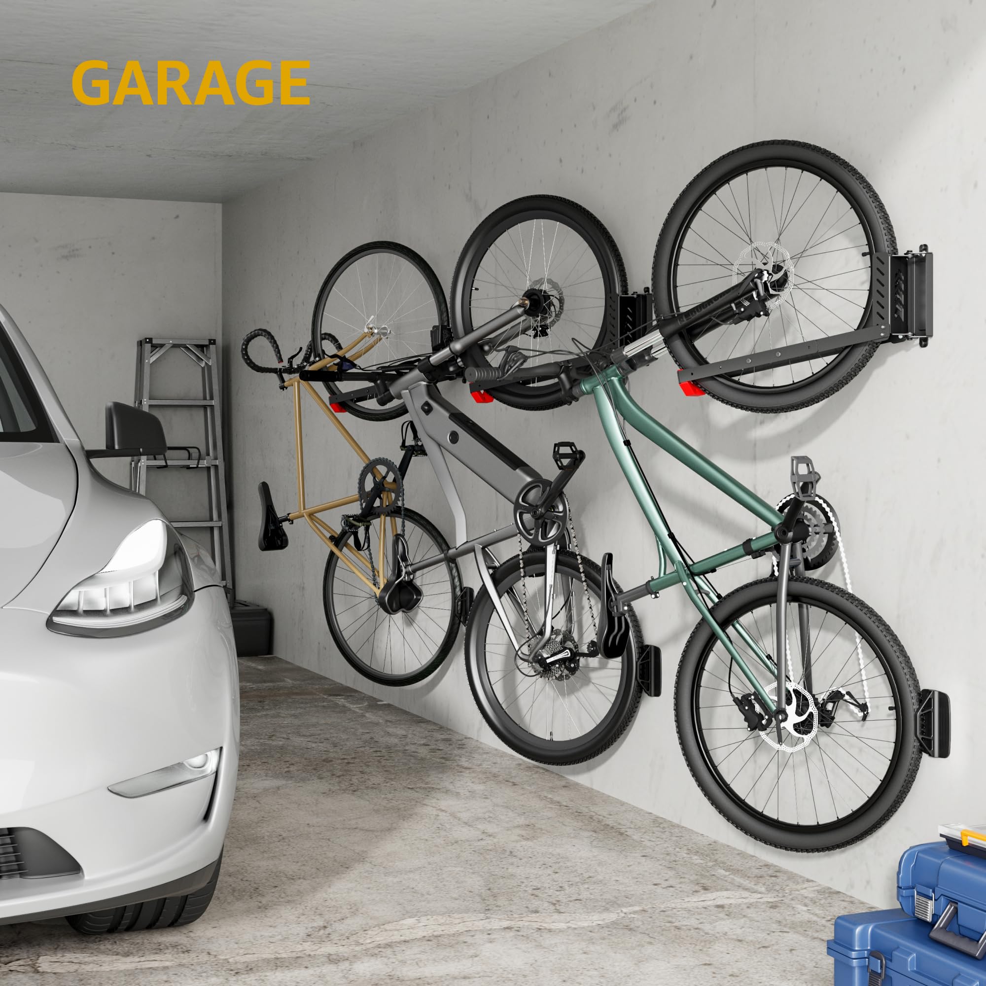 monTEK Supporto da parete per bicicletta orientabile fino a 35 kg | Non è necessario sollevarlo, facile da appendere e rimuovere, montaggio rapido e più spazio in garage, cantina o ripostiglio