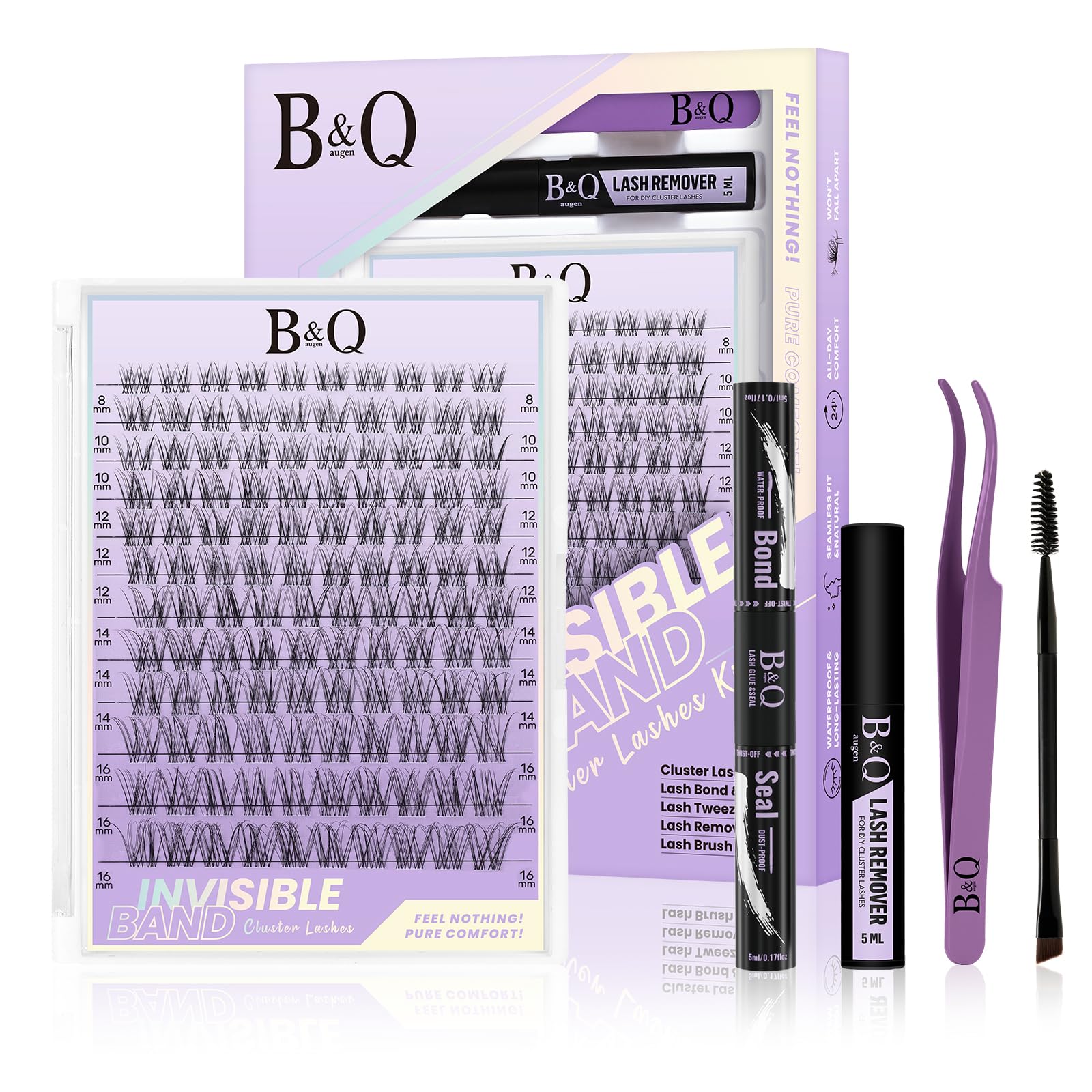 B&Q Lashes Extension Set 120PCS Flora Lash Clusters Unsichtbares Band 8-16MIX Manga Wimpern Extensions Set Wispy NatüRliche Wimpern Cluster 7 tage halt Lazy Girl Wimpernverlängerung(Flora 8-16mix)