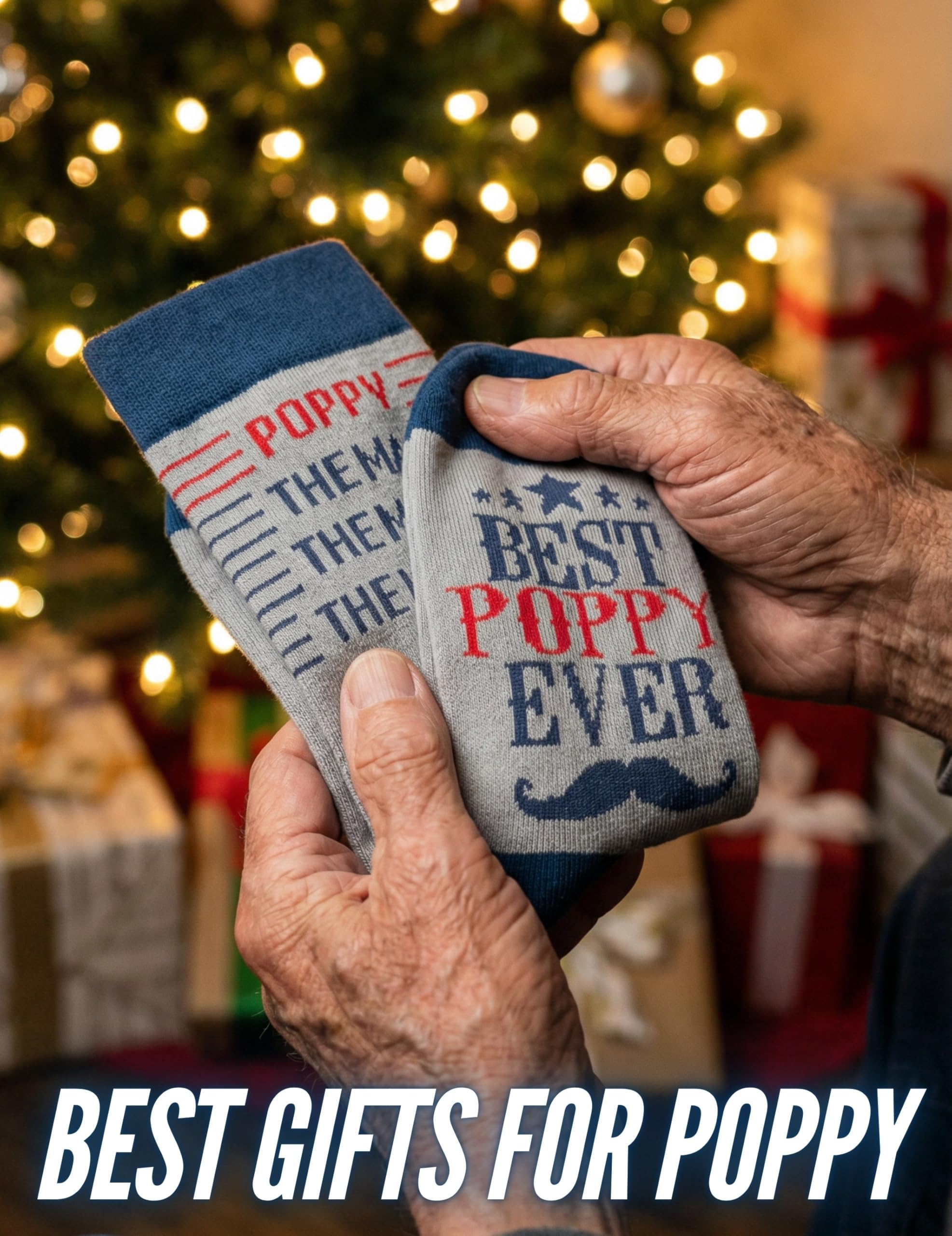 InnoBeta Fathers Day Poppy Gifts Socks, Poppy Gifts for Grandpa, One Size Crew Socks