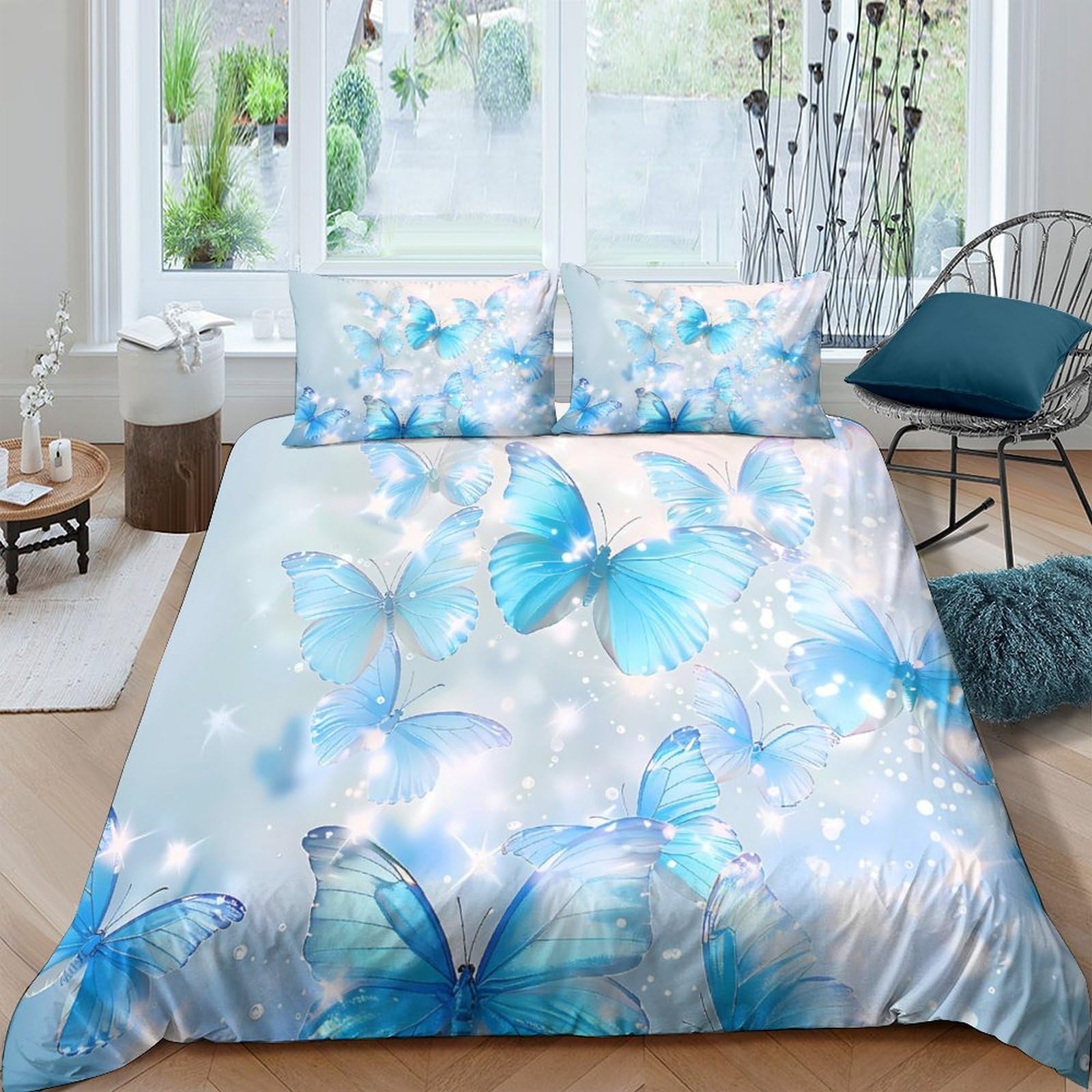 3D Printed Butterfly Duvet Cover, Microfiber Bedding Cover Hidden Zipper