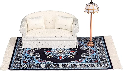 Miniatura 6 de Sofá de casa de muñecas, muebles tapizados en miniatura para sala de estar, sofá biplaza, accesorios para muñecas de 6 pulgadas, escala 112