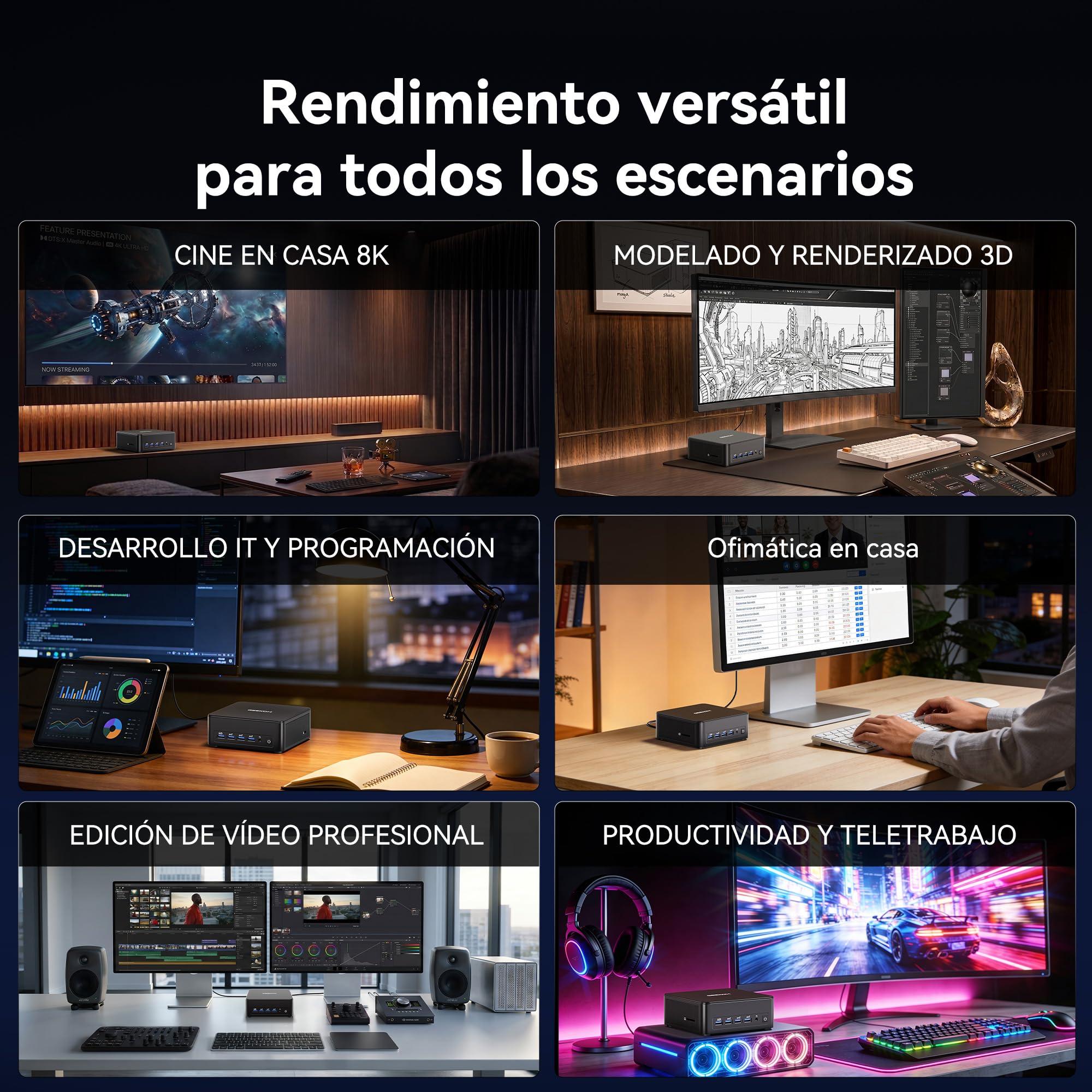 GEEKOM IT13 MAX AI Mini PC con Intel Core Ultra 9 185H, Barebone | (sin RAM ni SSD) Gráficos Intel Arc, [3 Años de Garantía] Doble LAN 2.5G, 2× USB4 (20 Gbps), Wi-Fi 7, Bluetooth 5.4, 8K